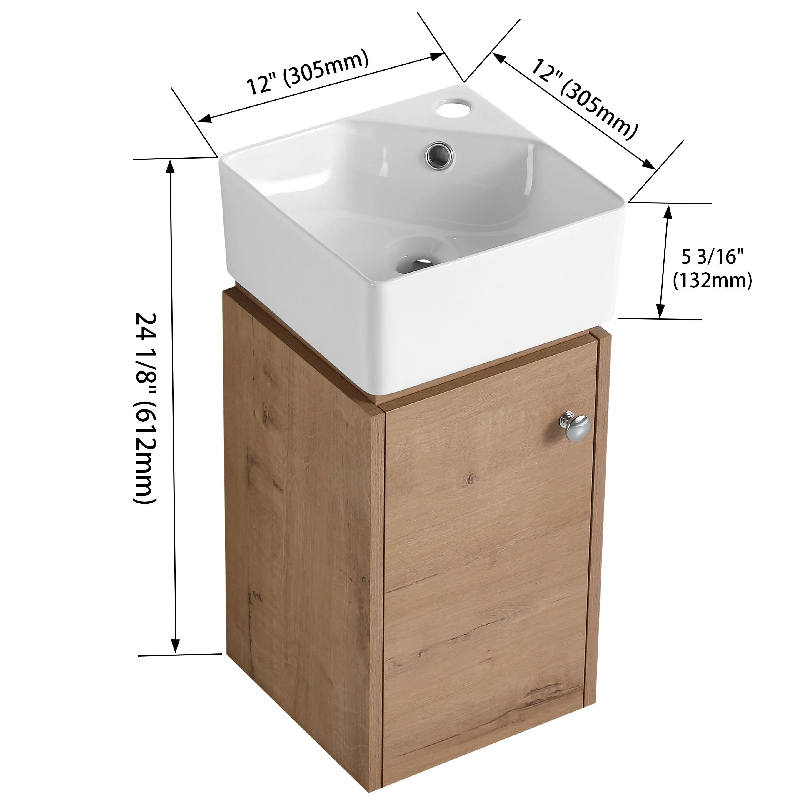 Bathroom Vanity With Sink In 12 Inch, Floating Bathroom Vanity With Soft Close Door