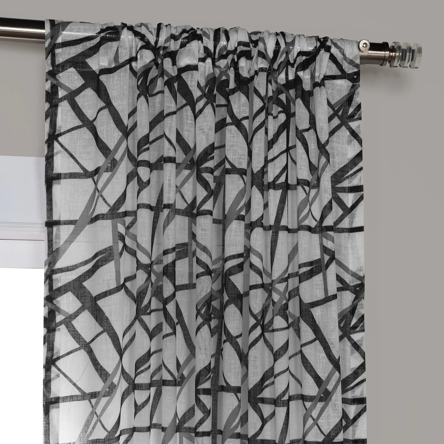 Exclusive Fabrics Matrix Printed Faux Linen Sheer Curtain (1 Panel)
