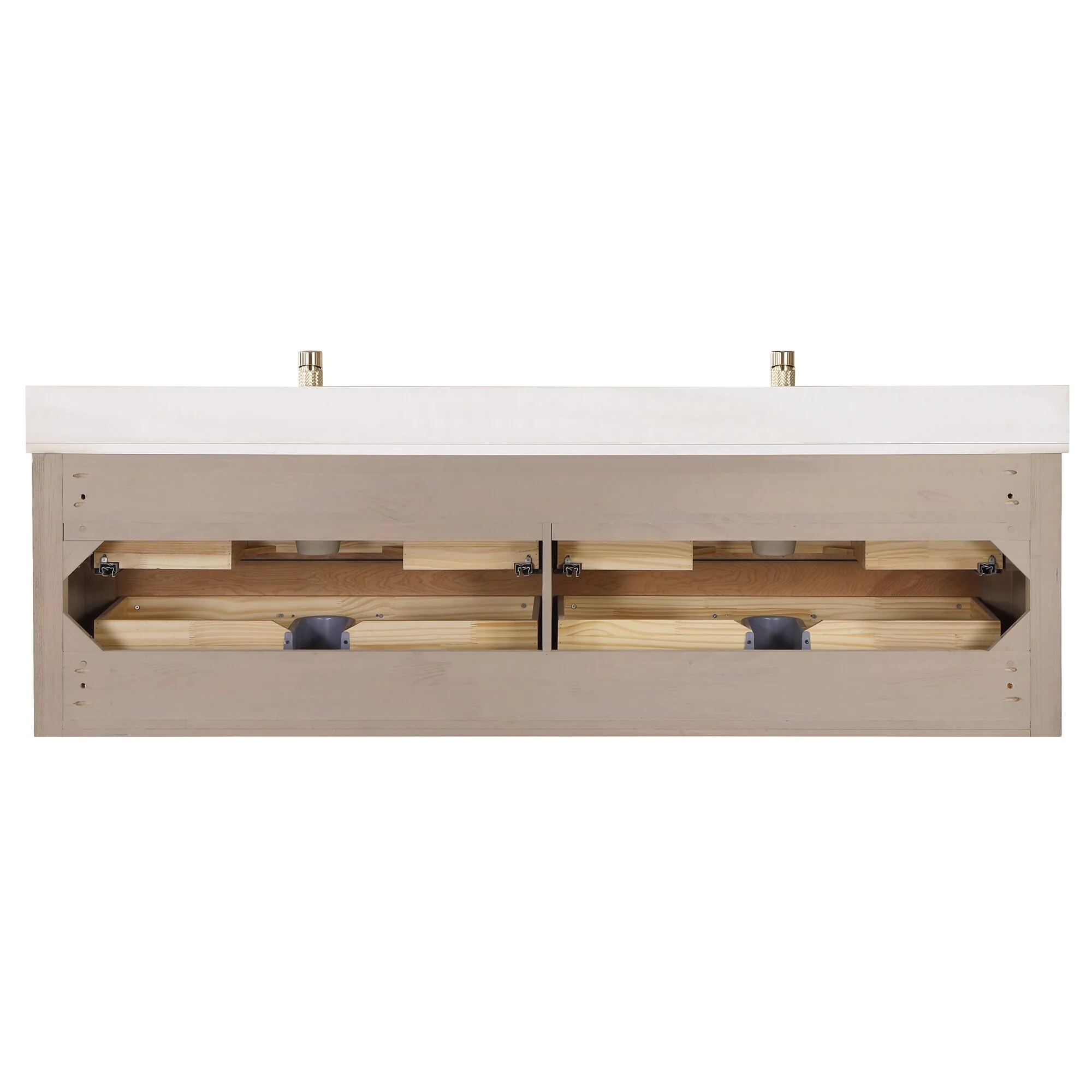 Cristo Floating Bath Vanity with White Quartz Stone Top and Mirror