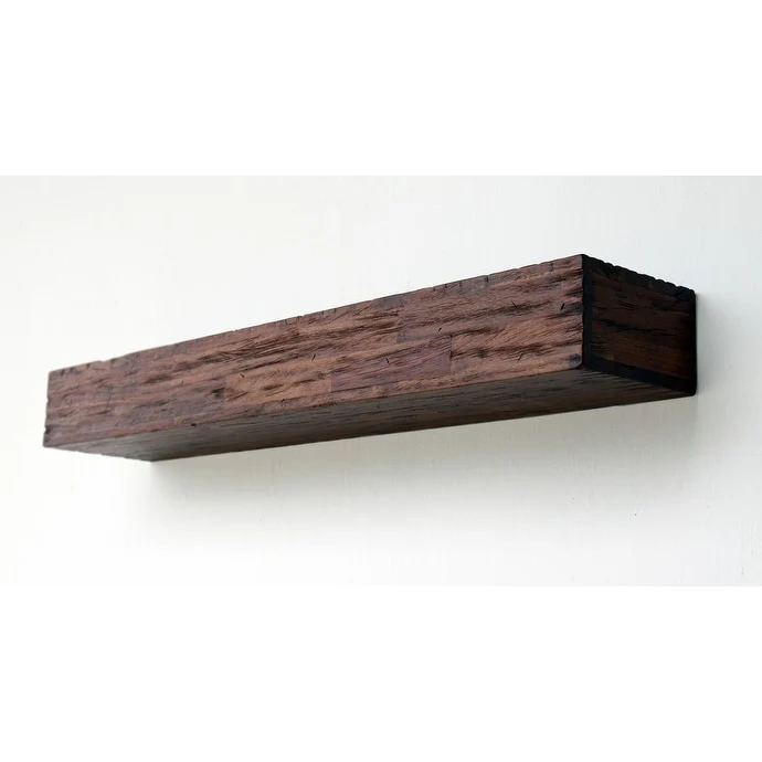 Distressed Acacia Wood Floating Wall Shelves (Set of 2)