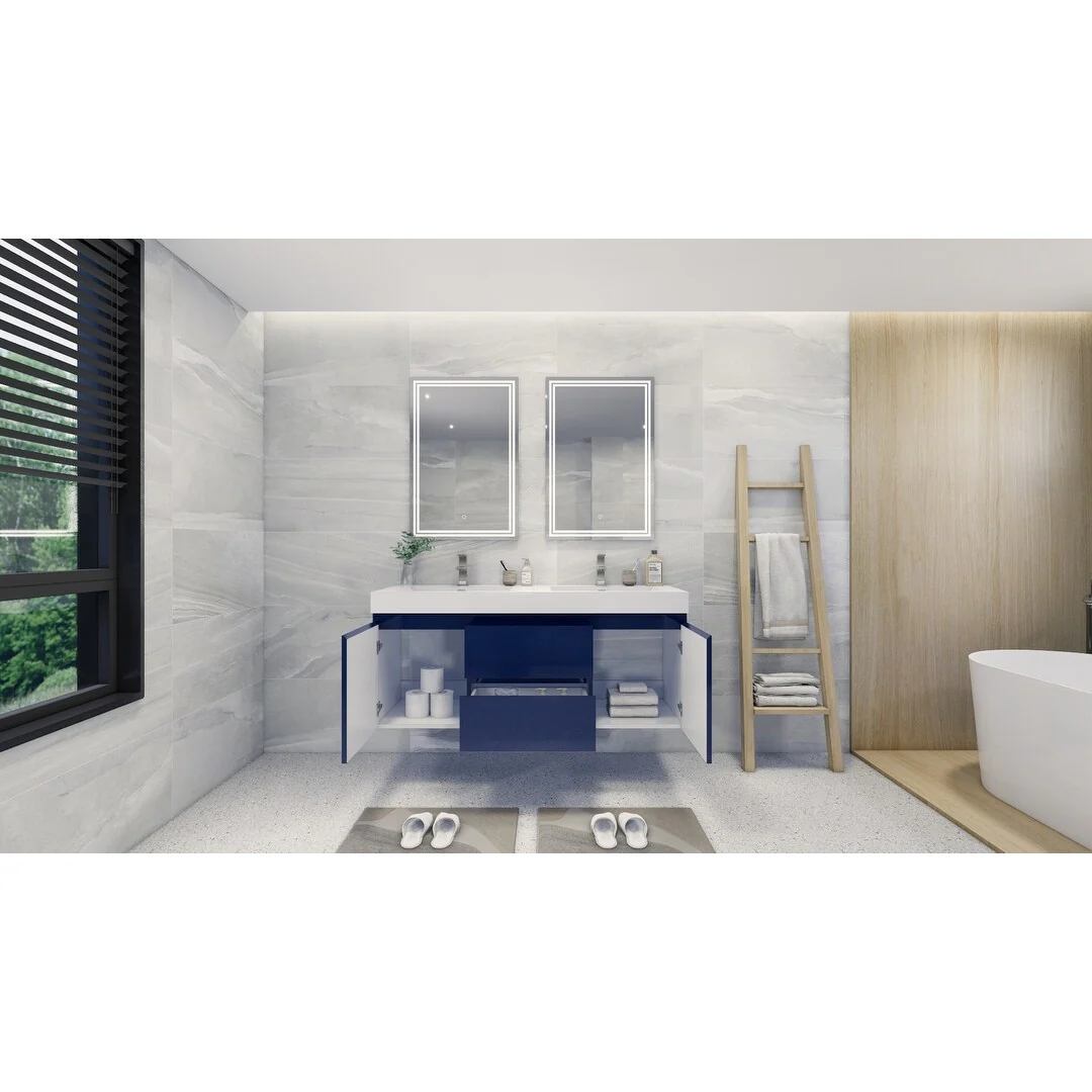 Baillie 60'' Wall-Mounted Vanity with Double Reinforced Acrylic Sink