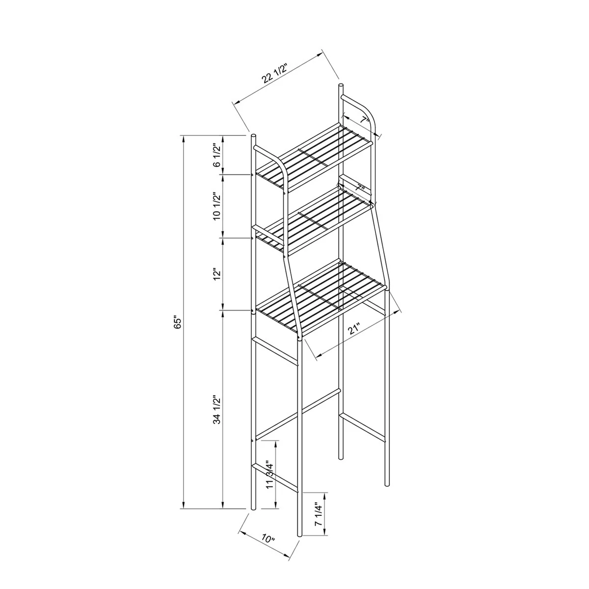Three Tier Over the Toilet Storage Shelf for Barthroom