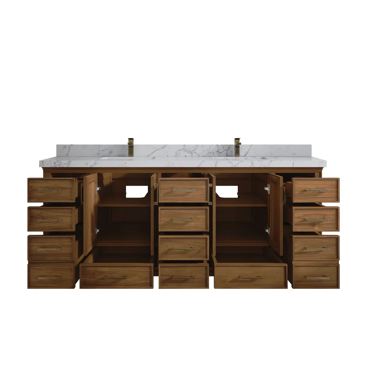 Willow Collections 84 in. W x 22 in. D Charlotte Teak Double Sink Bathroom Solid Teak Vanity with Countertop