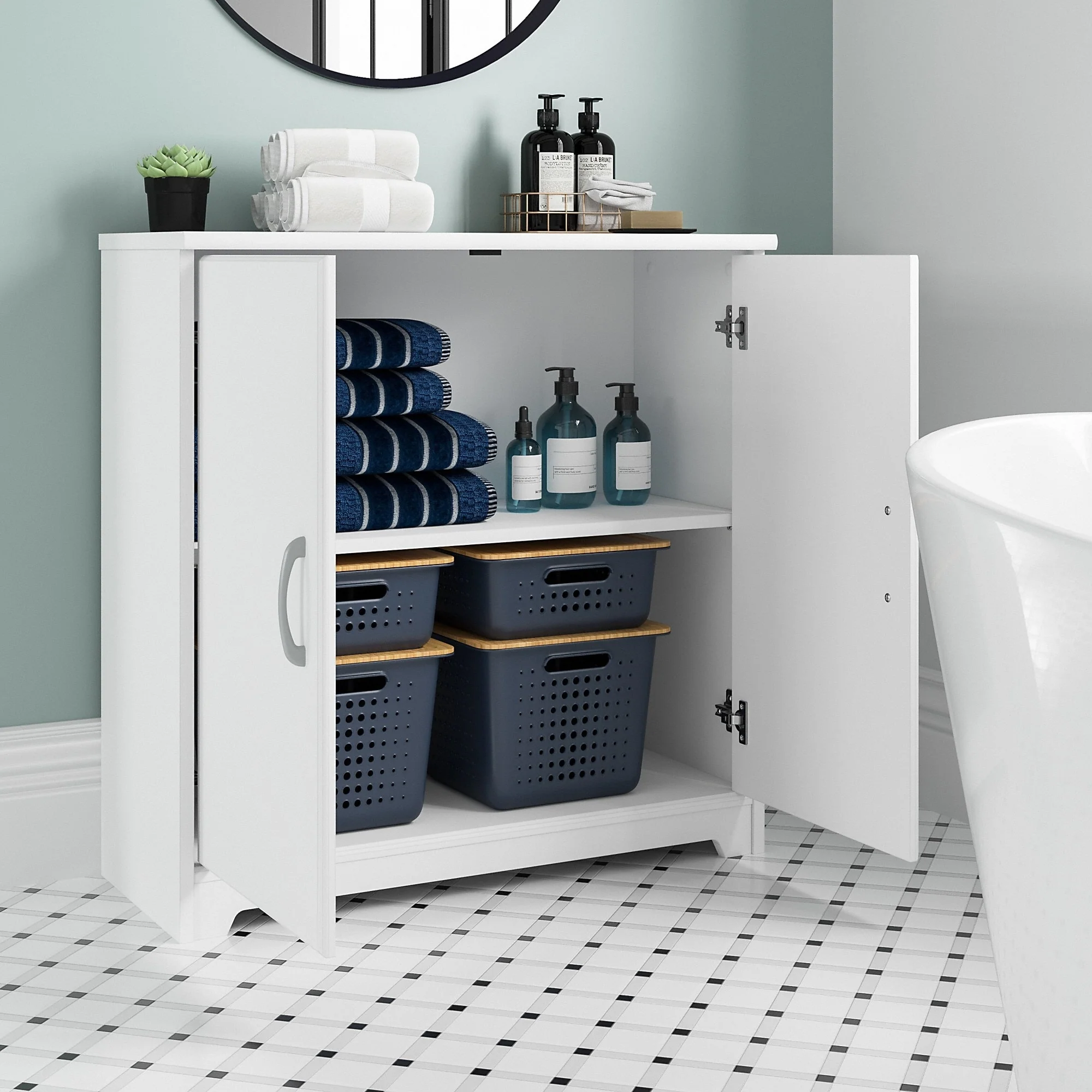 Cabot Small Bathroom Storage Cabinet with Doors by Bush Furniture