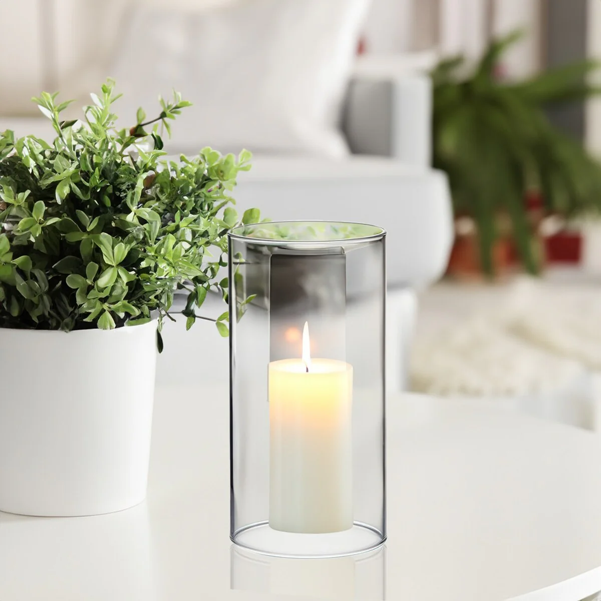 Clear Glass Cylinder Hurricane Chimney Tube, Candle Cover - 1 Piece
