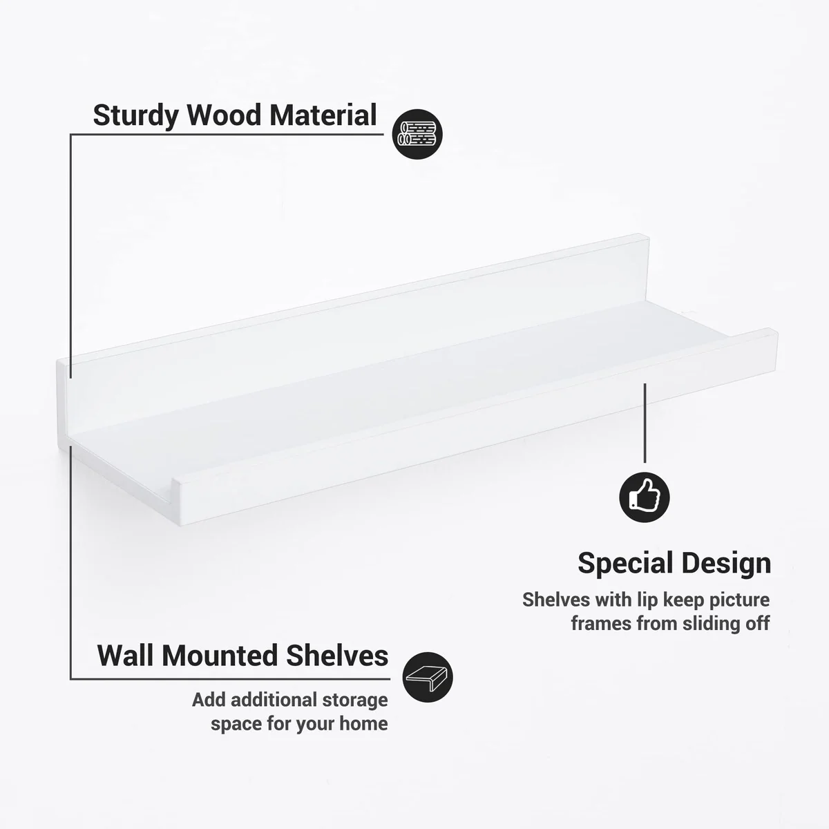 Picture Ledge Shelf, Floating Shelves Wall Mounted Set of 3