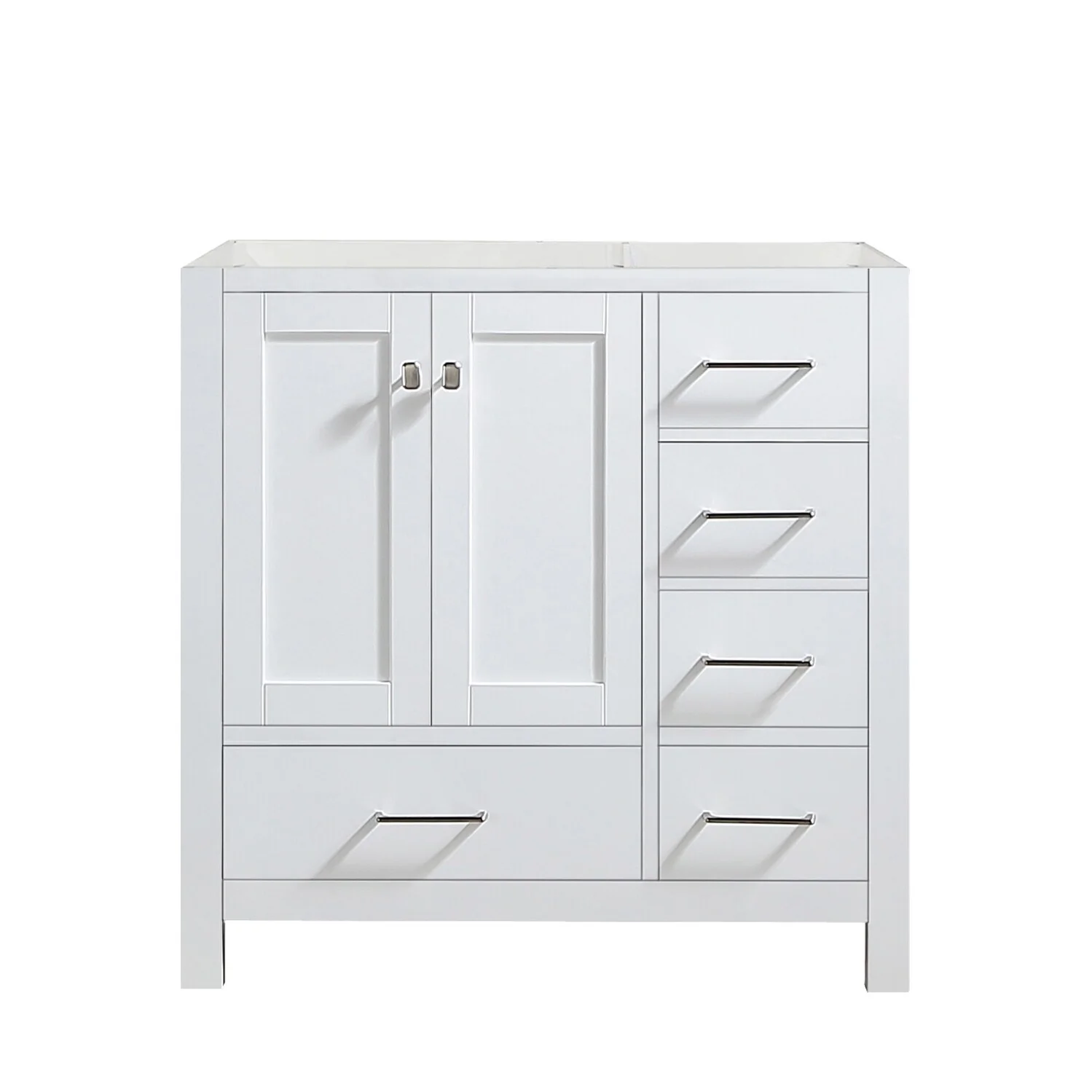Prismatica 36 in. White Vanity with Countertop & Splash, Left Sink