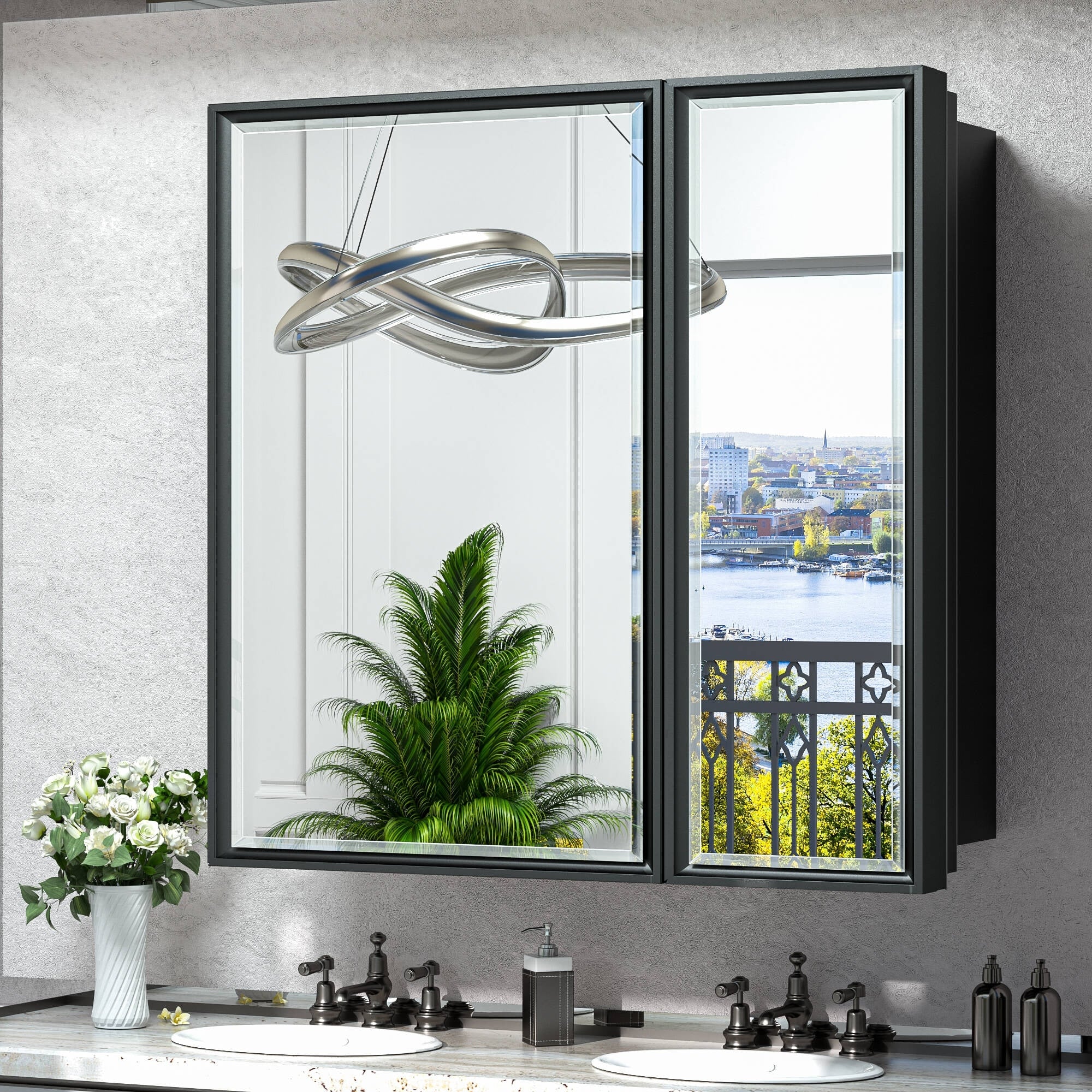 TokeShimi Medicine Cabinets for Bathroom with Mirror, Beveled Framed