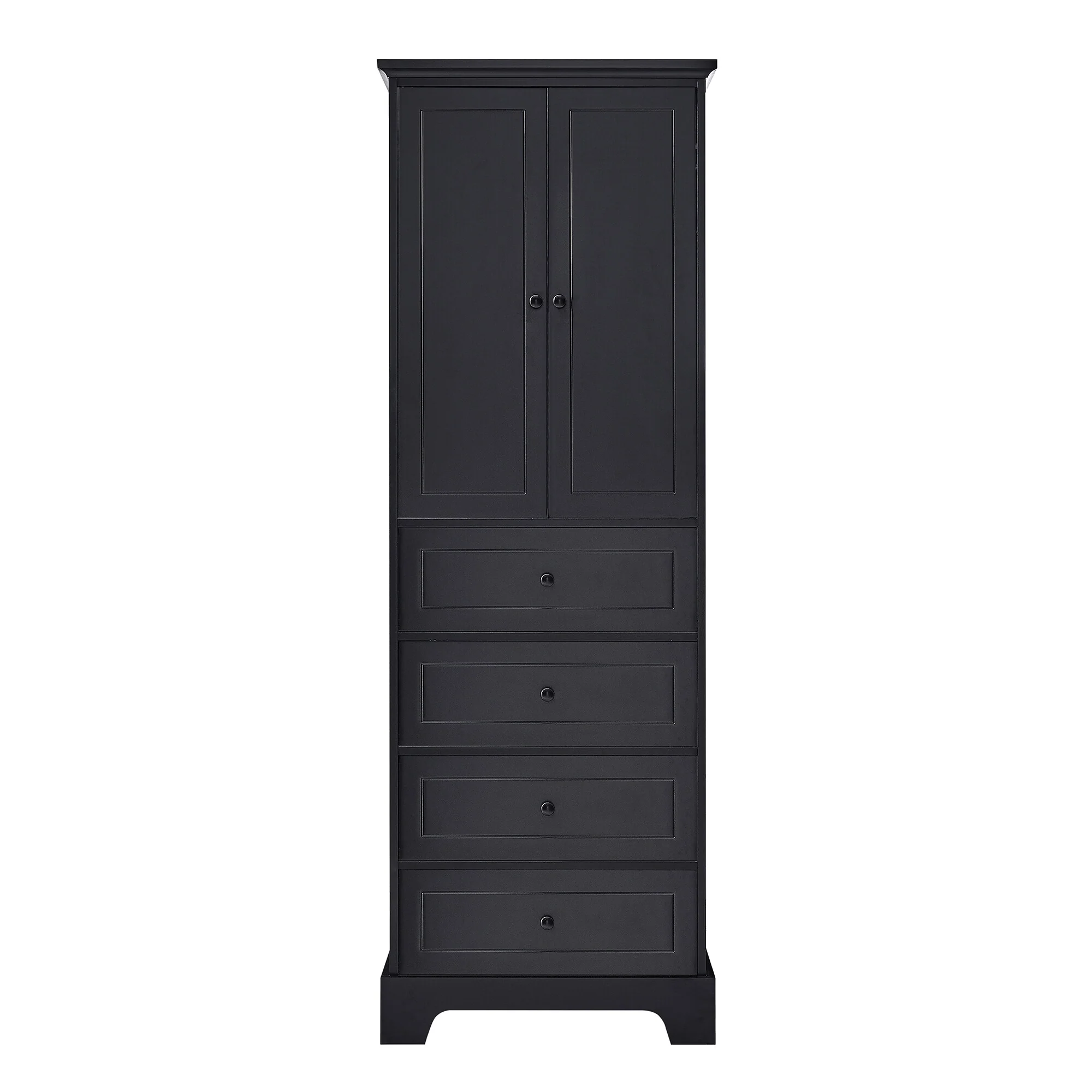 Storage Cabinet with 2 Doors and 4 Drawers for Bathroom Adjustable Shelf, MDF Board with Painted Finish