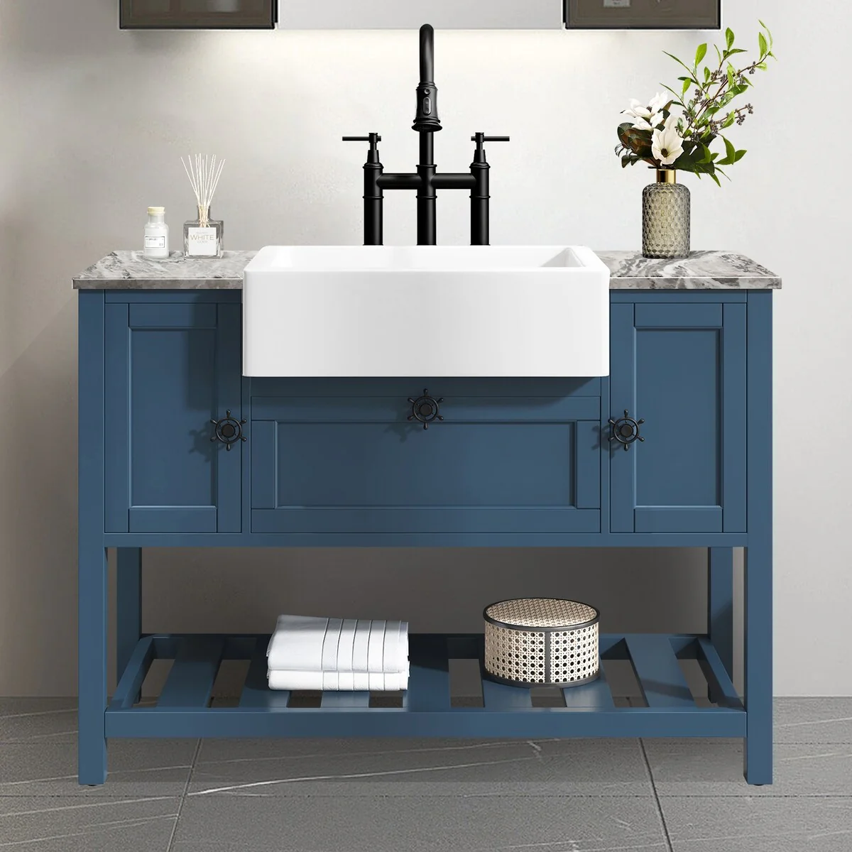 48 in.W x 20 in.D x 33.60 in.H Solid Wood Bathroom Vanities Without Tops