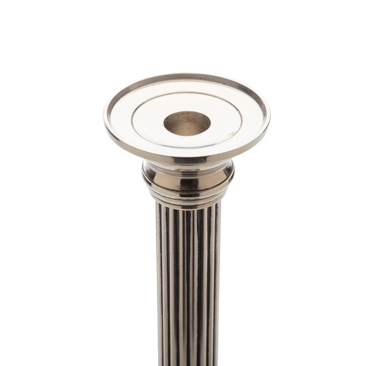 Pewter Square Base Column Candlestick - 4.5x4.5x16