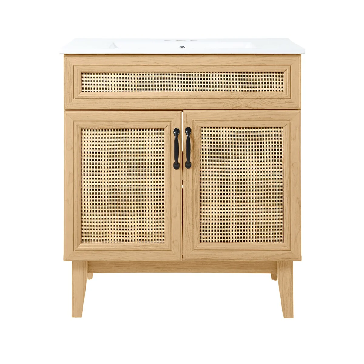 Ancillary Rattan Modern Farmhouse 2-Shelf Bath Vanity Cabinet Only (Sink Basin not Included), by JONATHAN Y