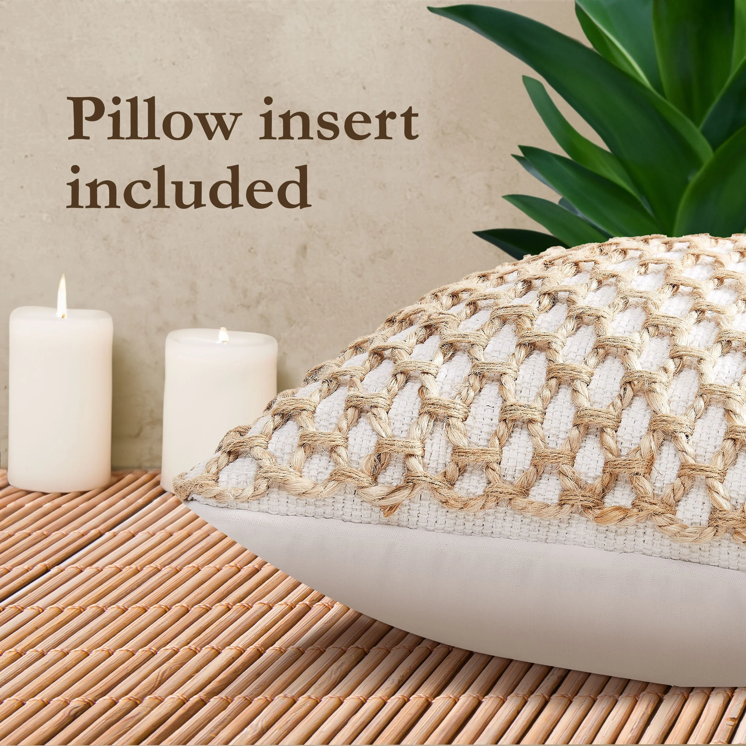 Boho Living Jada Braided Cotton/Jute Throw Pillow Covers