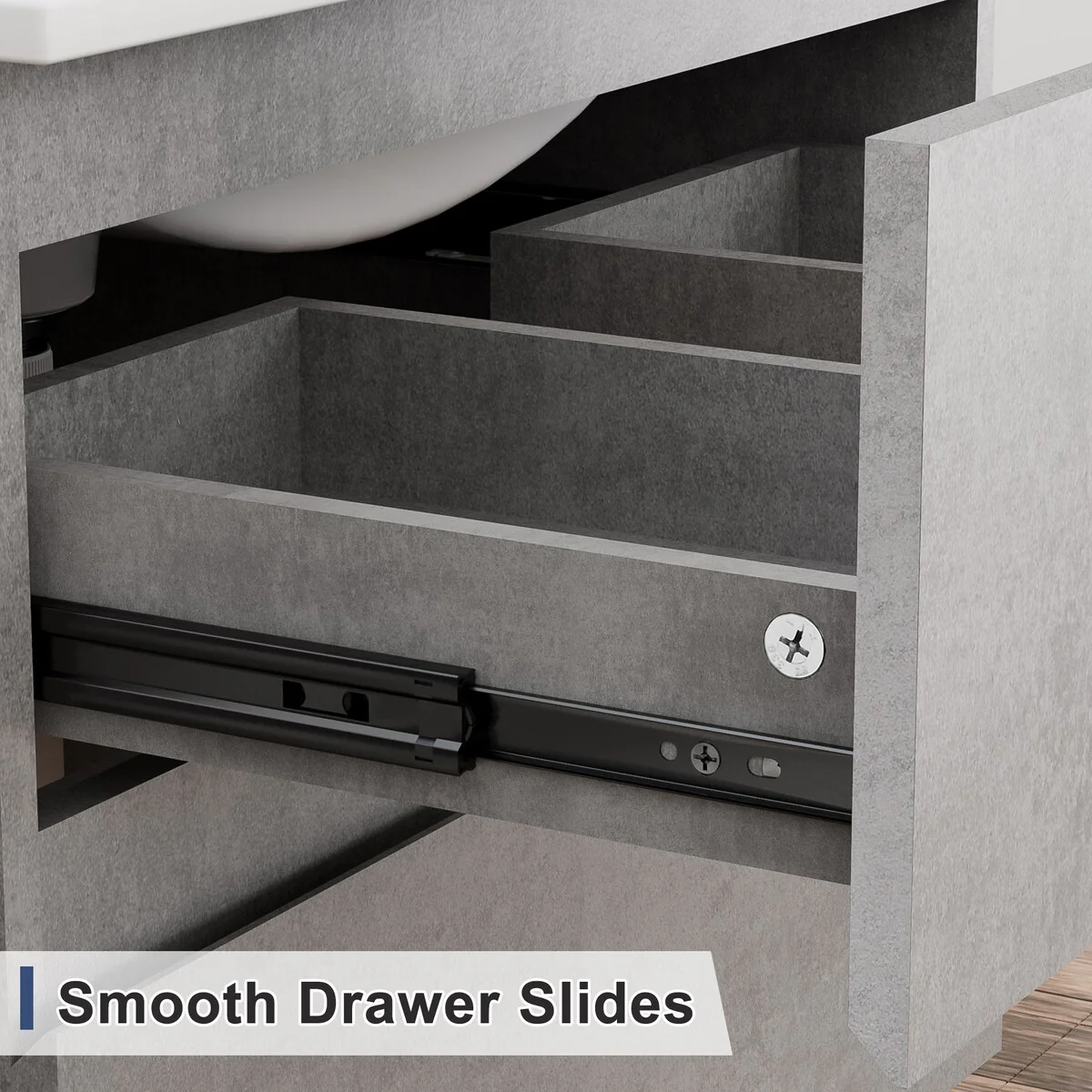 Wall Mounted Bathroom Vanity Sink Combo Cabinet Vanity Set Beveled Invisible Handles