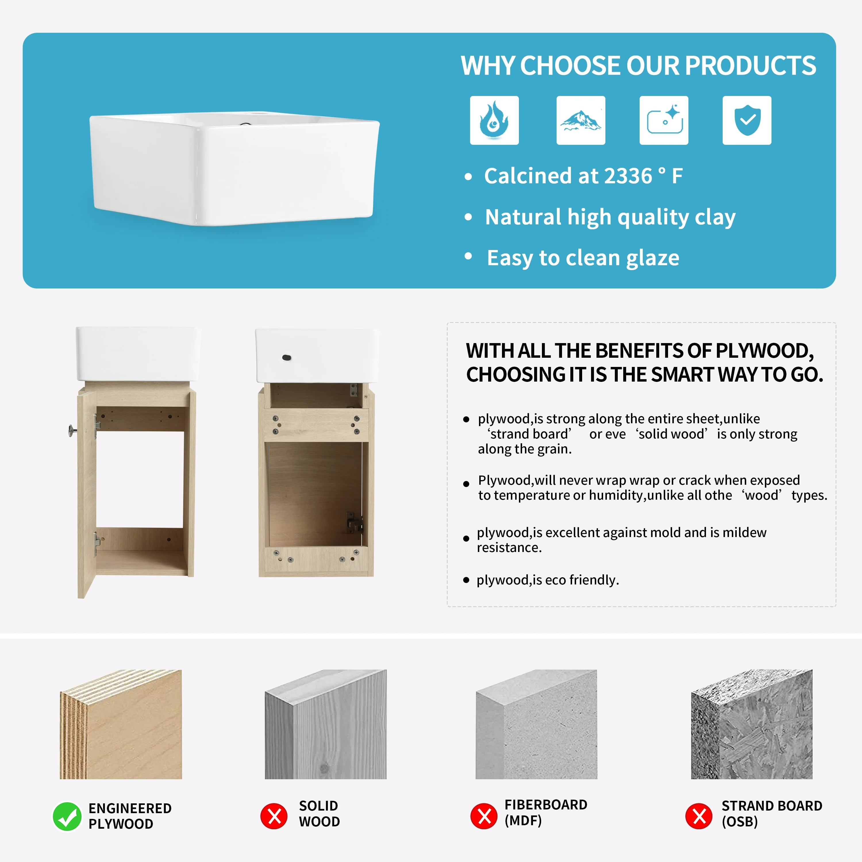 Bathroom Vanity With Sink In 12 Inch, Floating Bathroom Vanity With Soft Close Door