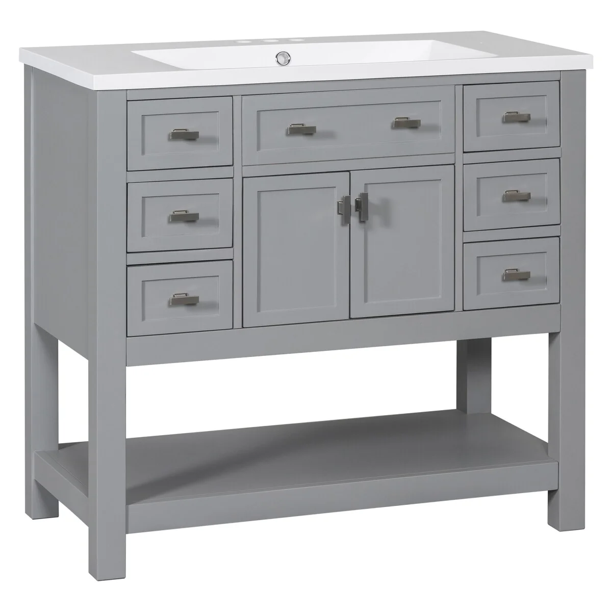 36'' Bathroom Vanity Modern Bathroom Storage Cabinet with 6 Drawers