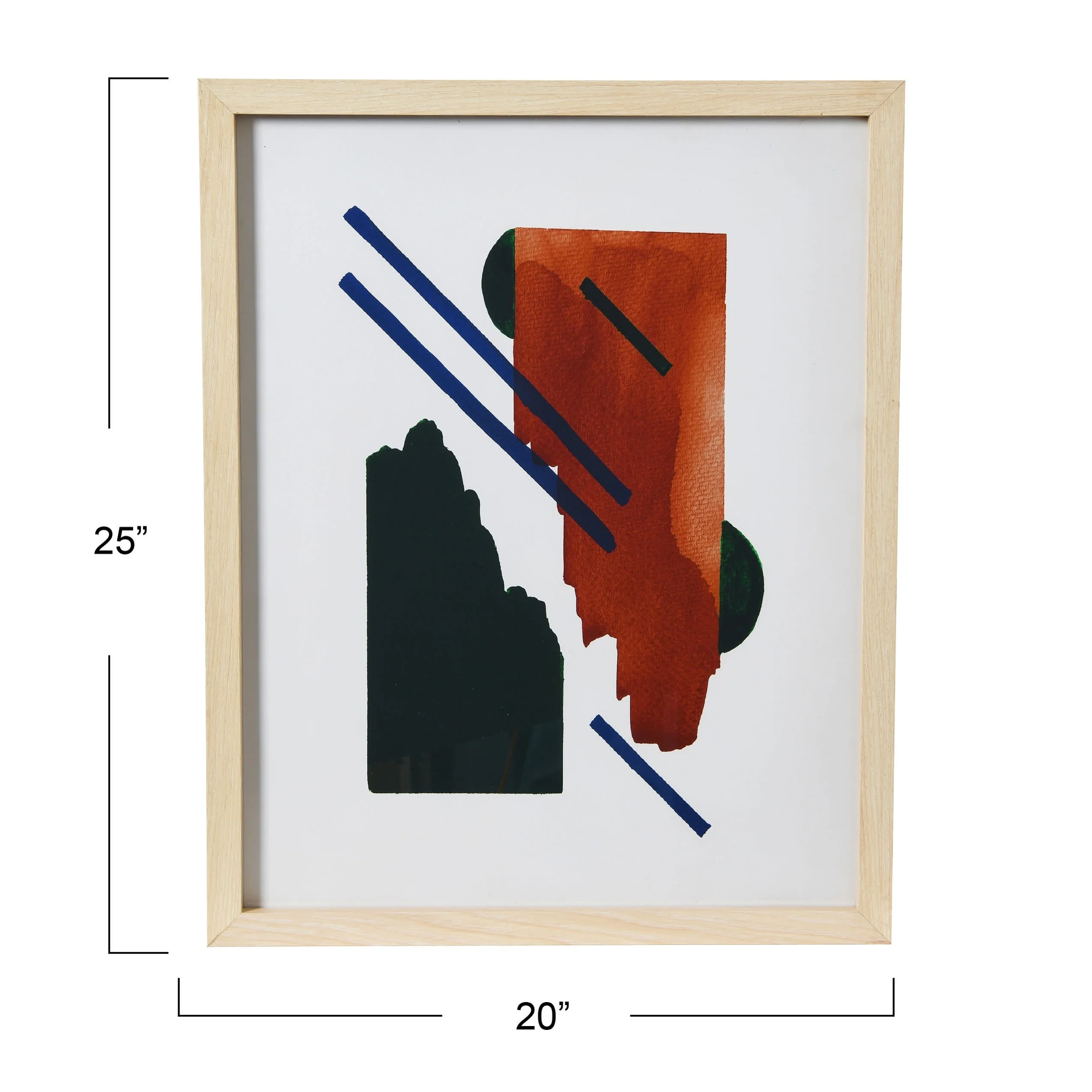 Abstract Geometric Print with Solid Wood Frame and Glass Cover