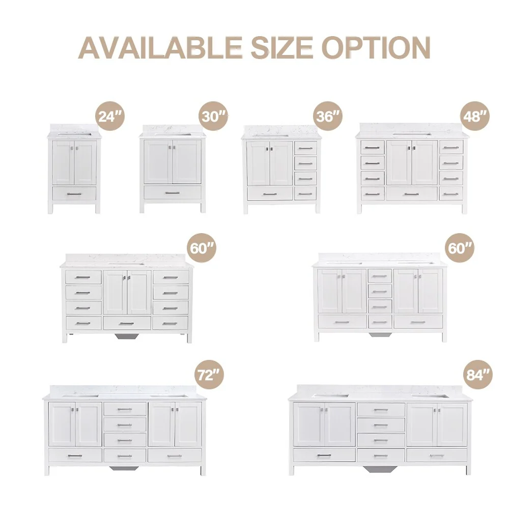 Prismatica 36 in. White Vanity with Countertop & Splash, Left Sink