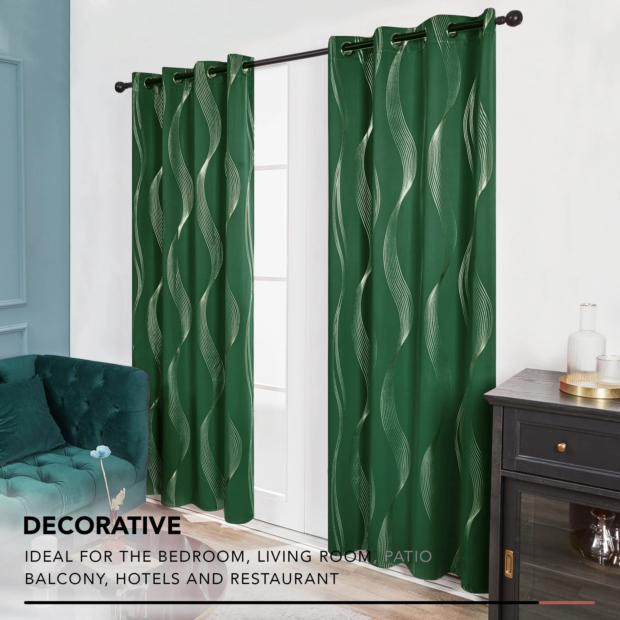 Deconovo Silver Wave 52 Width Curtain Panel Pair (2 Panel)