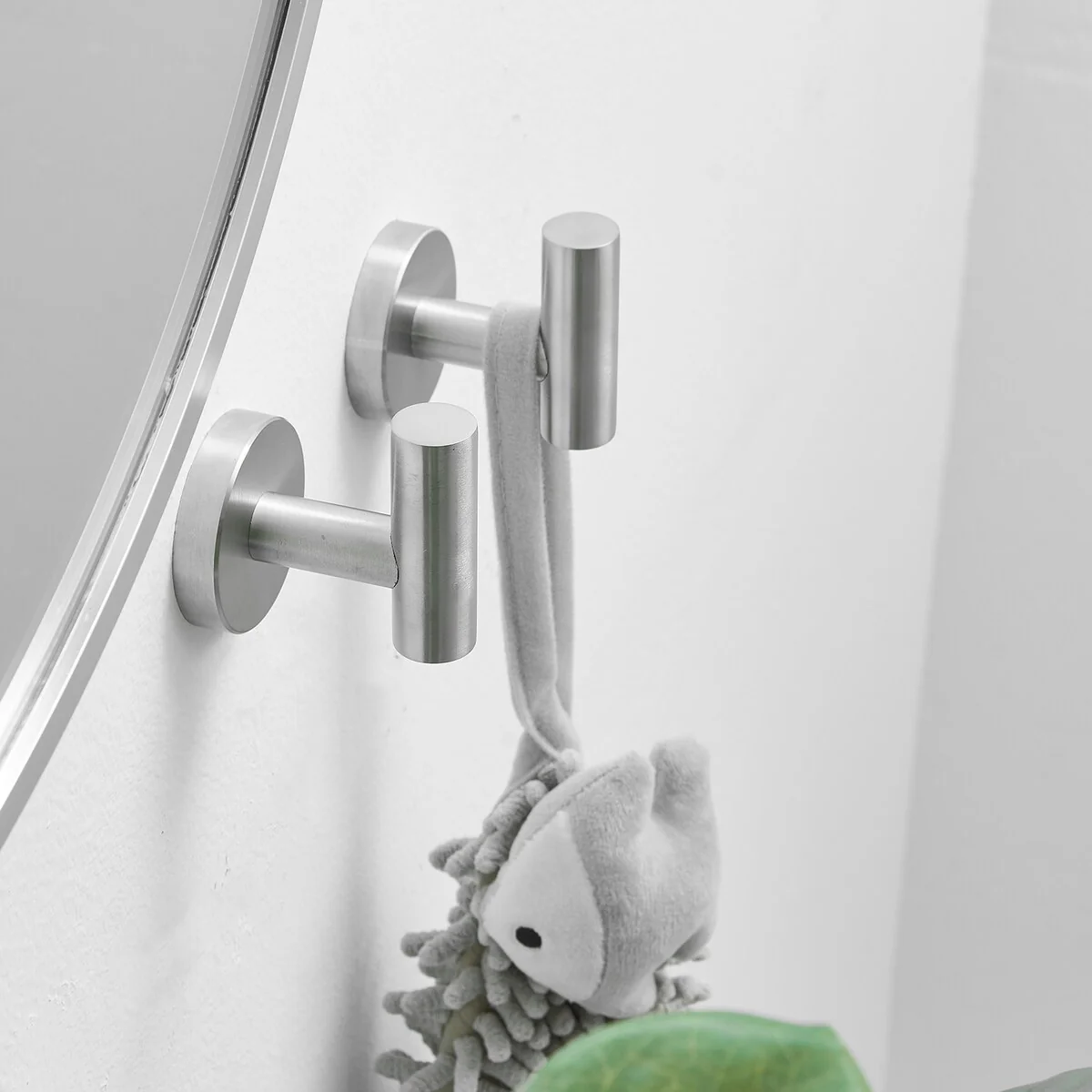 Bathroom Robe Hook Round Towel Hook in Stainless Steel(2-Pack)