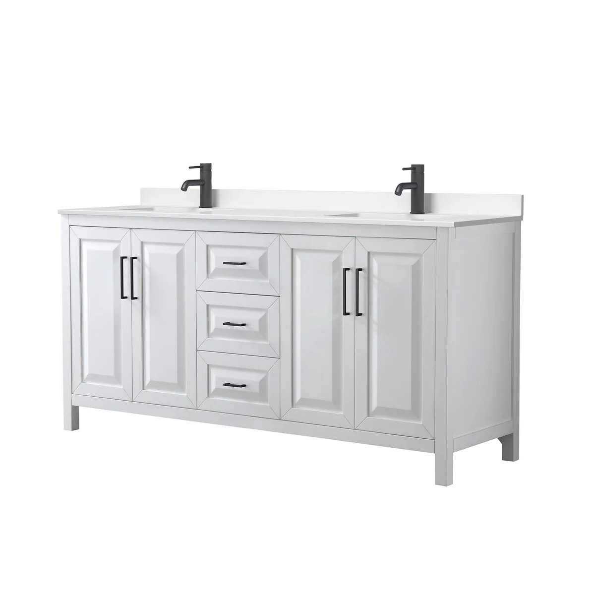 Daria 72-inch Double Vanity, Single Hole Quartz Top
