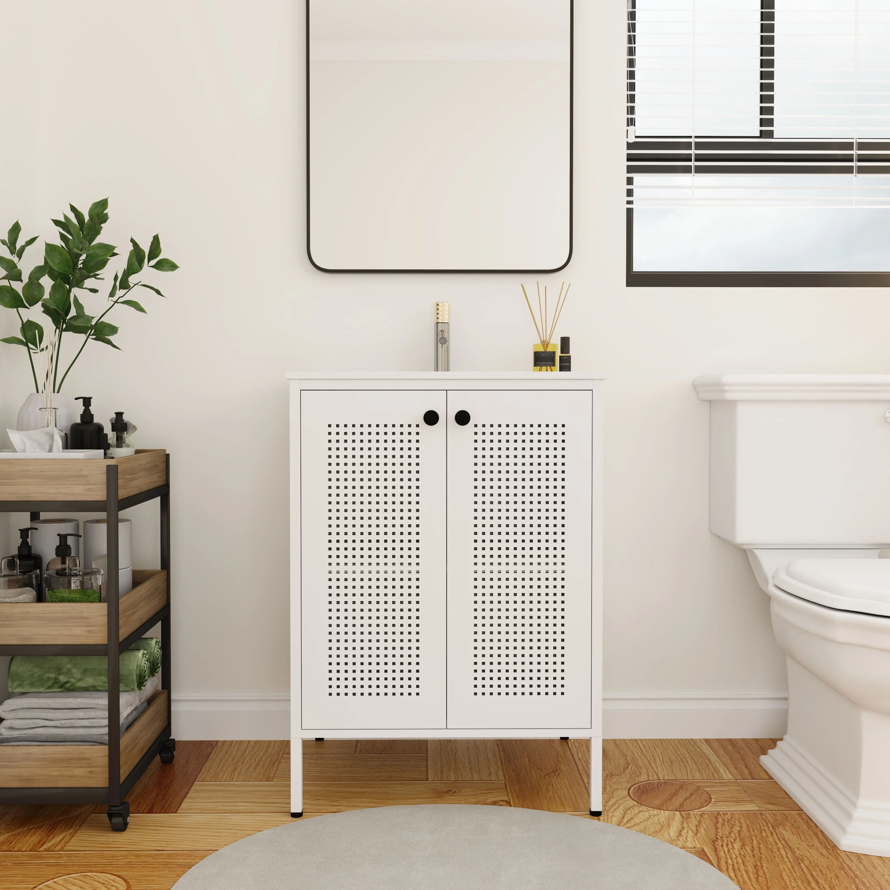 BNK 24/30 inch Freestanding Single Sink Bathroom Vanity with Soft Close Door and 1 adjustable shelf