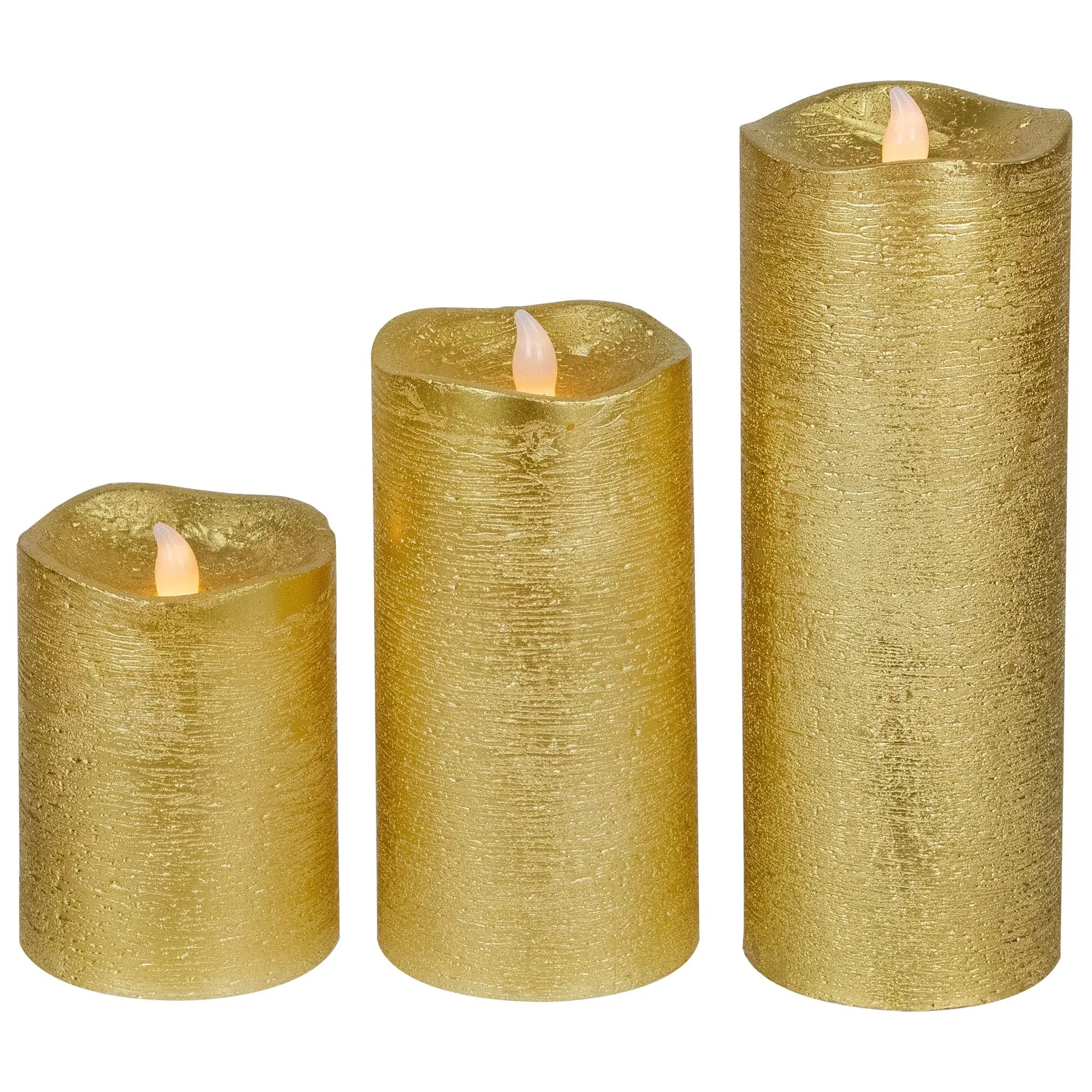 LED Brushed Flameless Christmas Pillar Candles - 8