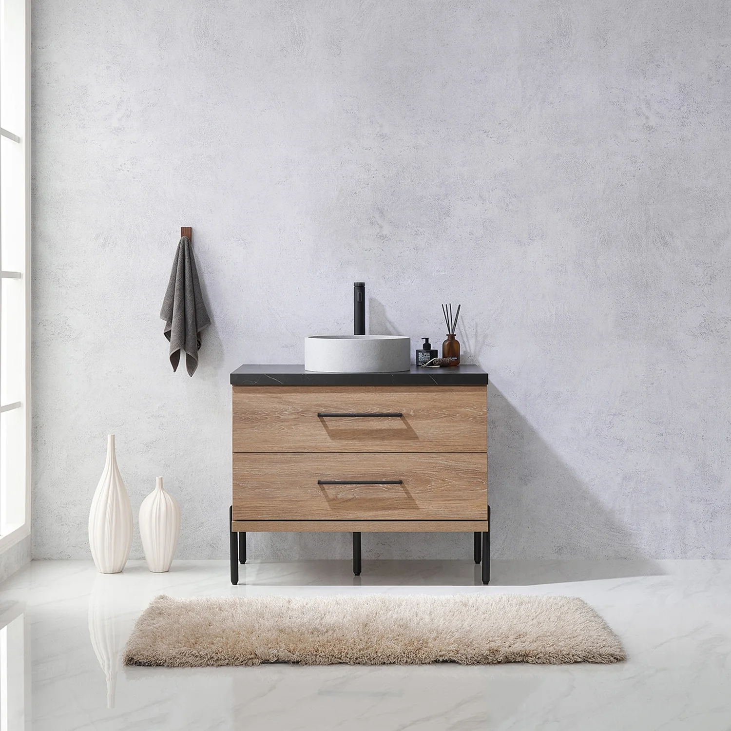 Trento Bath Vanity with Sintered Stone Top with Concrete Sink (C)