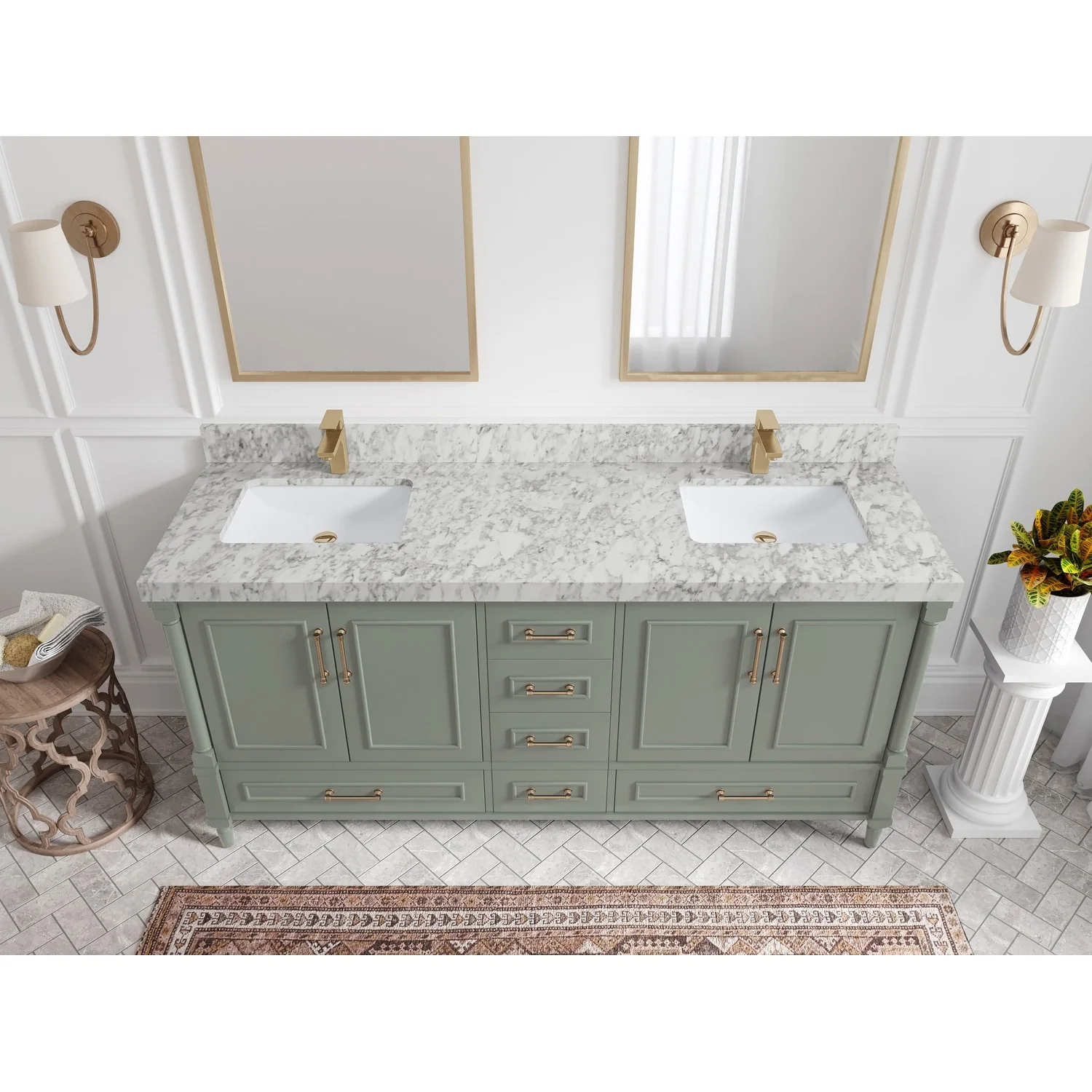 Willow Collections 72 in. W x 22 in. D Aberdeen Double Sink Bathroom Vanity with Countertops