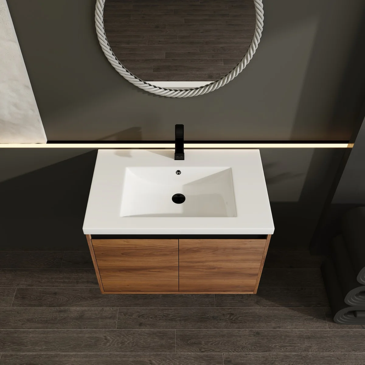 Bathroom Vanity with Resin Countertop Sink & 2 Doors