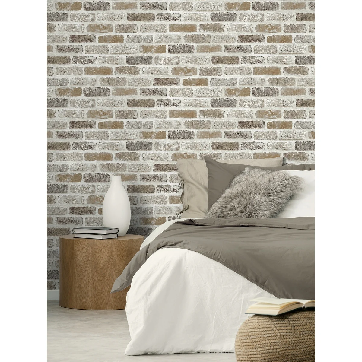 NextWall Washed Brick Peel and Stick Removable Wallpaper