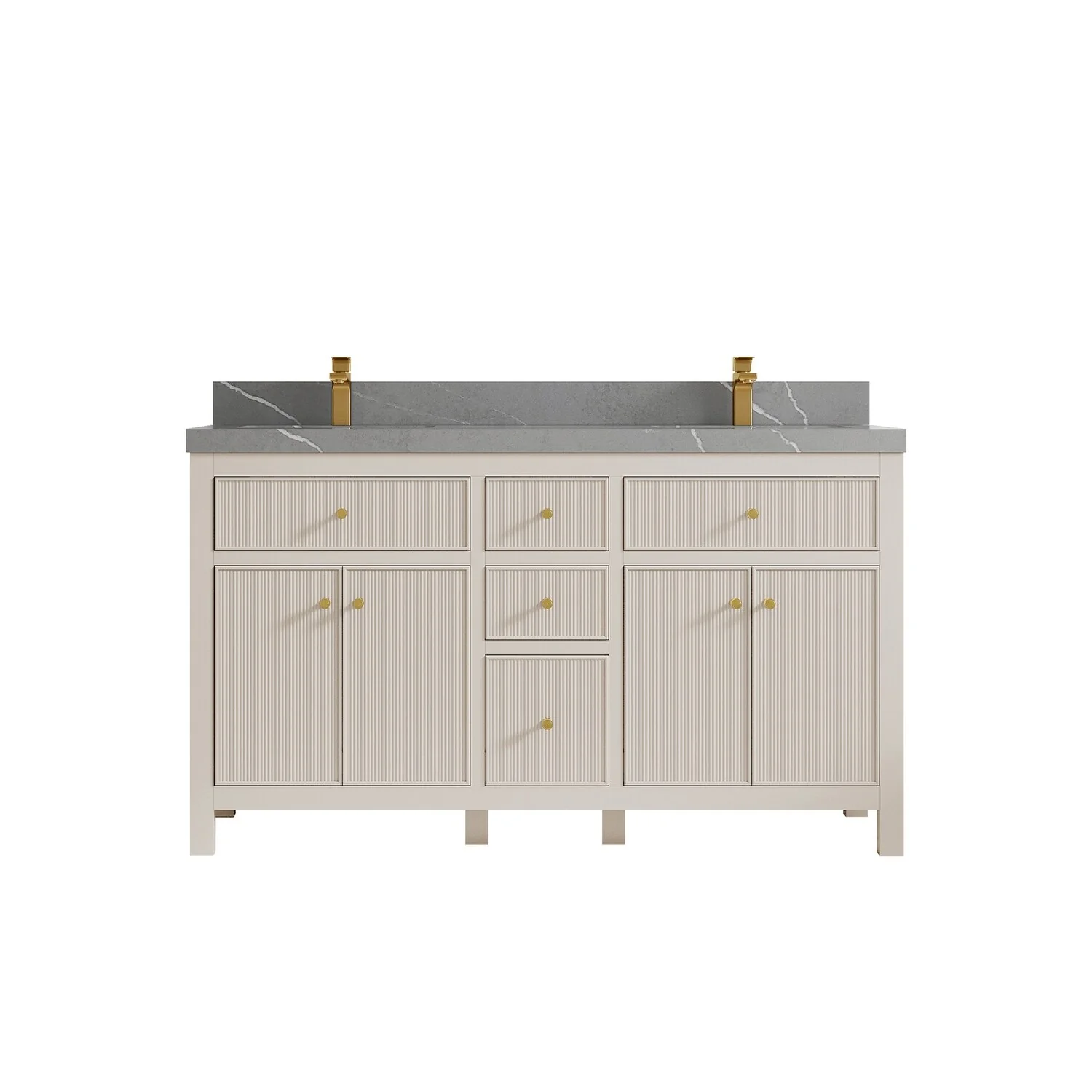 Willow Collections 60 in. W x 22 in D. Sonoma Free Standing Reeded Double Sink Bathroom Vanity with Countertop