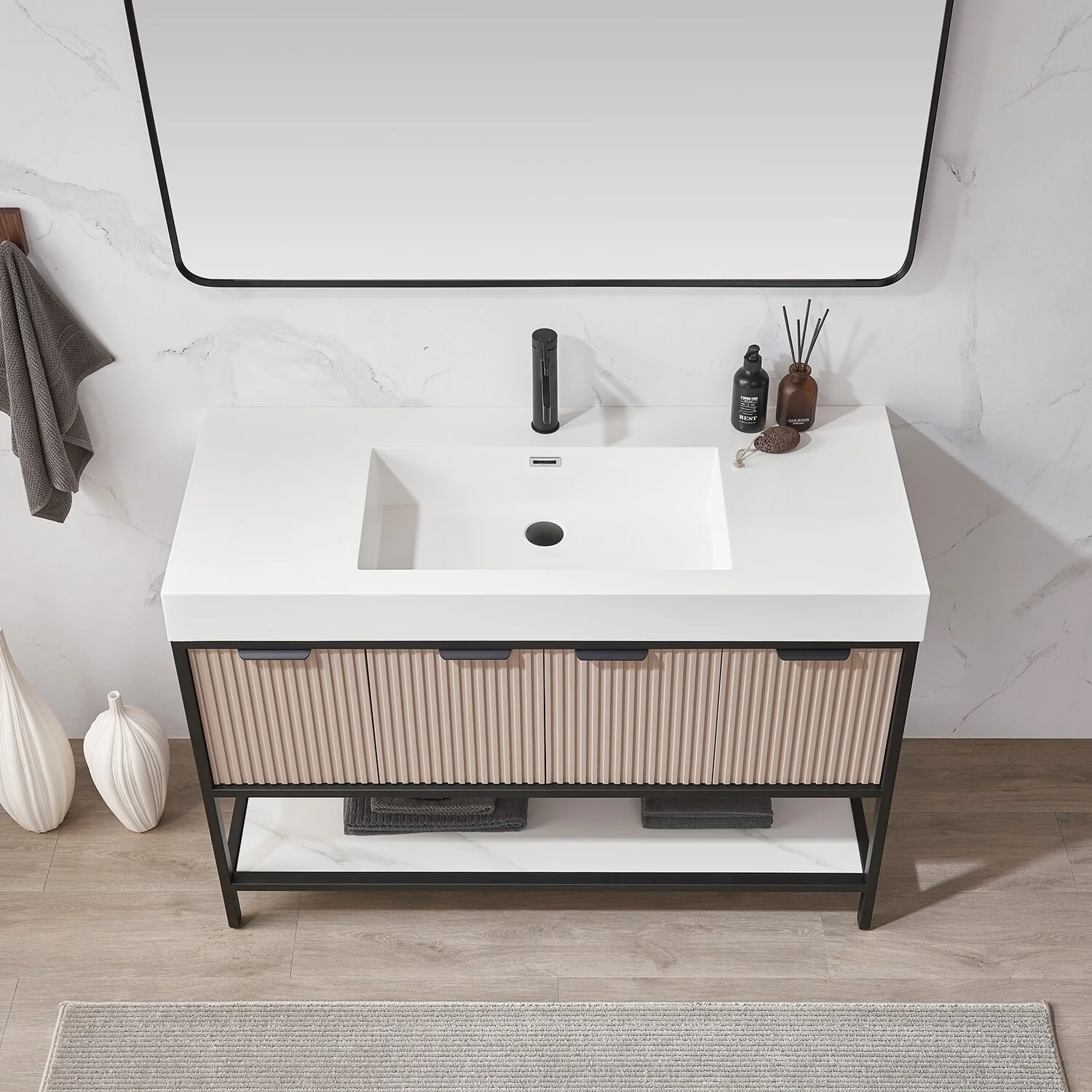Marcilla 48 in. Single Sink Bath Vanity with Stone Sink Top
