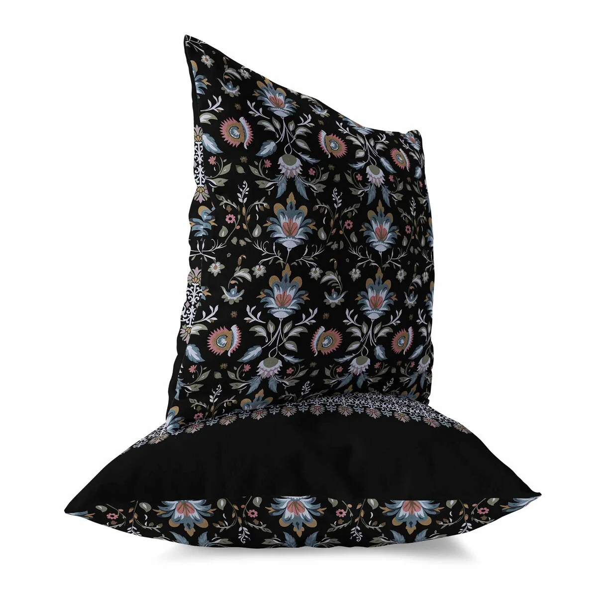 Black And Pink Breezy Botanicals Faux Suede Throw Pillow Zipper