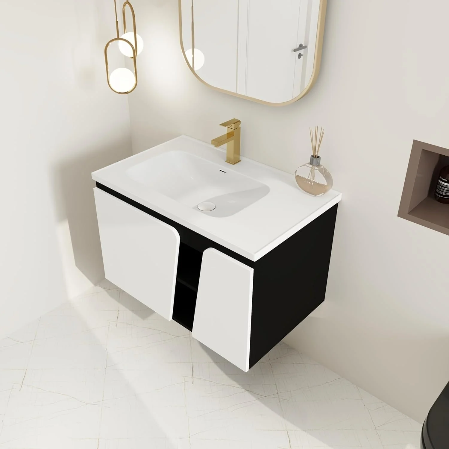 BNK 28/ 32/36/40 Inch Single Sink Bathroom Vanity with Soft Close Door, Modern Floating Vanity