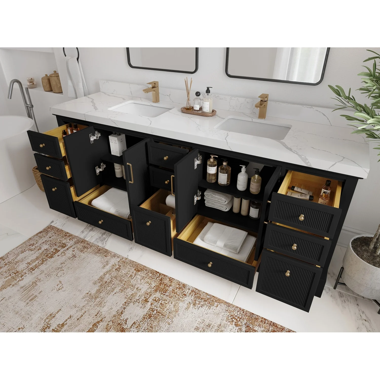 Willow Collections 84 in. W x 22 in. D Alys Double Bowl Sink Bathroom Vanity with Countertop