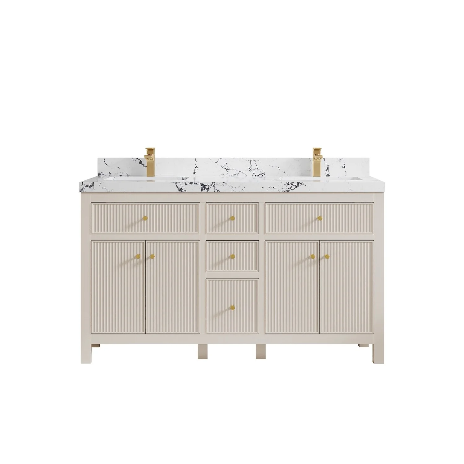 Willow Collections 60 in. W x 22 in D. Sonoma Free Standing Reeded Double Sink Bathroom Vanity with Countertop