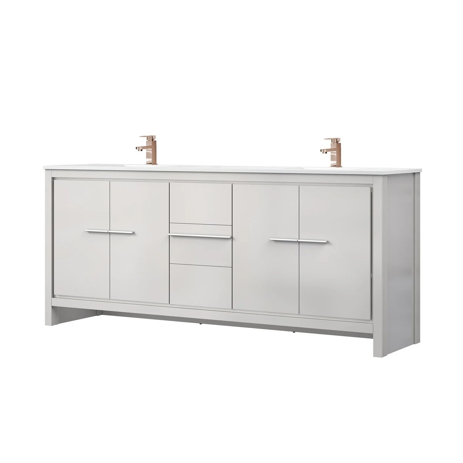Lafarre Bath Vanity Cultured Marble Top, Sink and Rose Gold Faucet