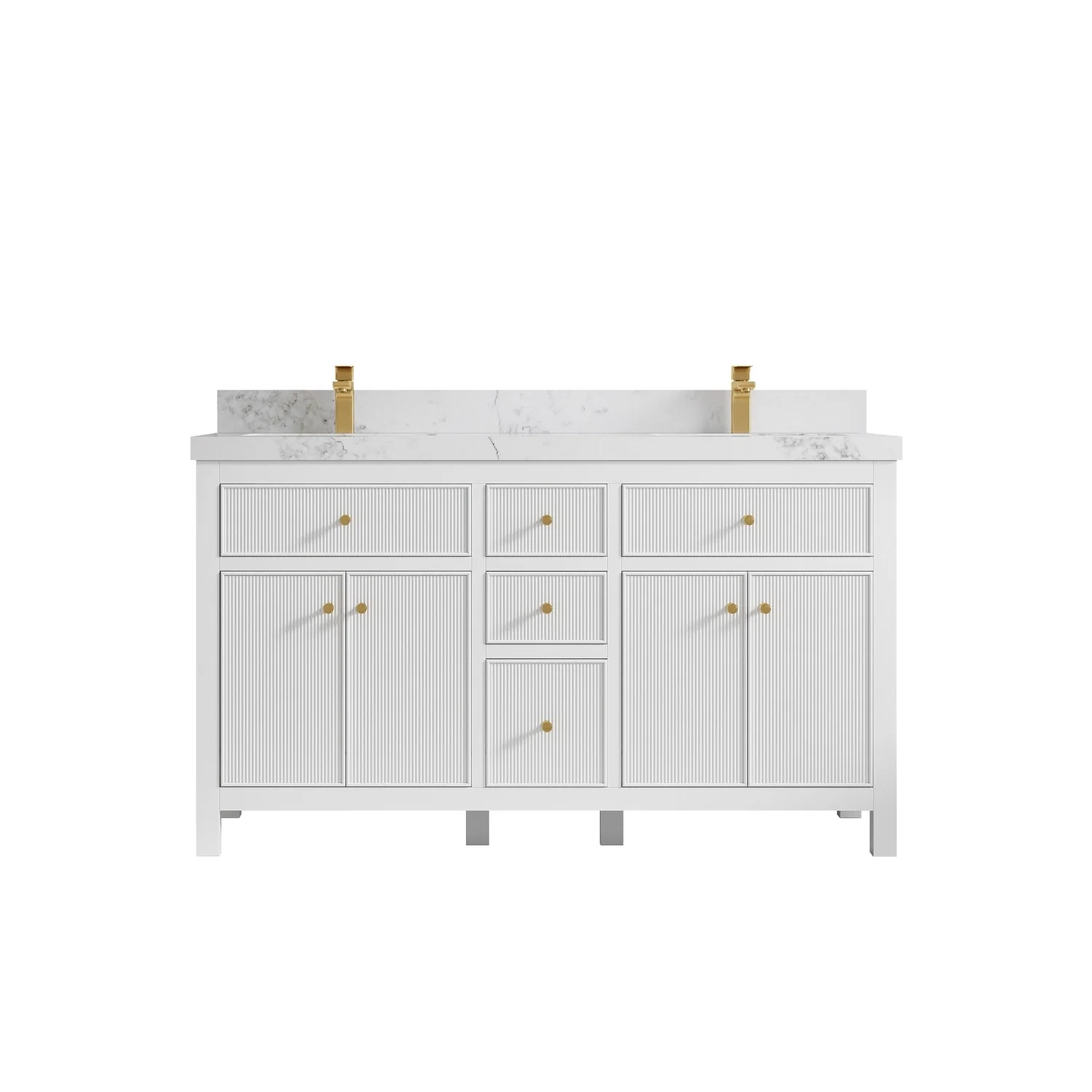 Willow Collections 60 in. W x 22 in D. Sonoma Free Standing Reeded Double Sink Bathroom Vanity with Countertop