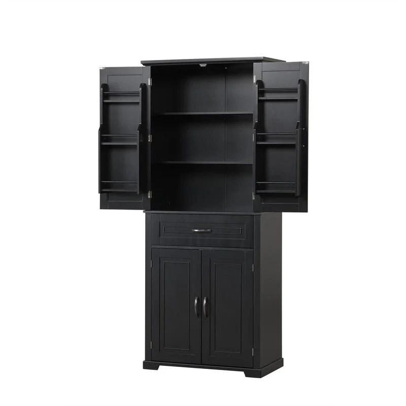 Bathroom Floor Cabinet, Freestanding Storage Cabinet with Doors and Drawer, Kitchen Cupboard with Adjustable Shelf