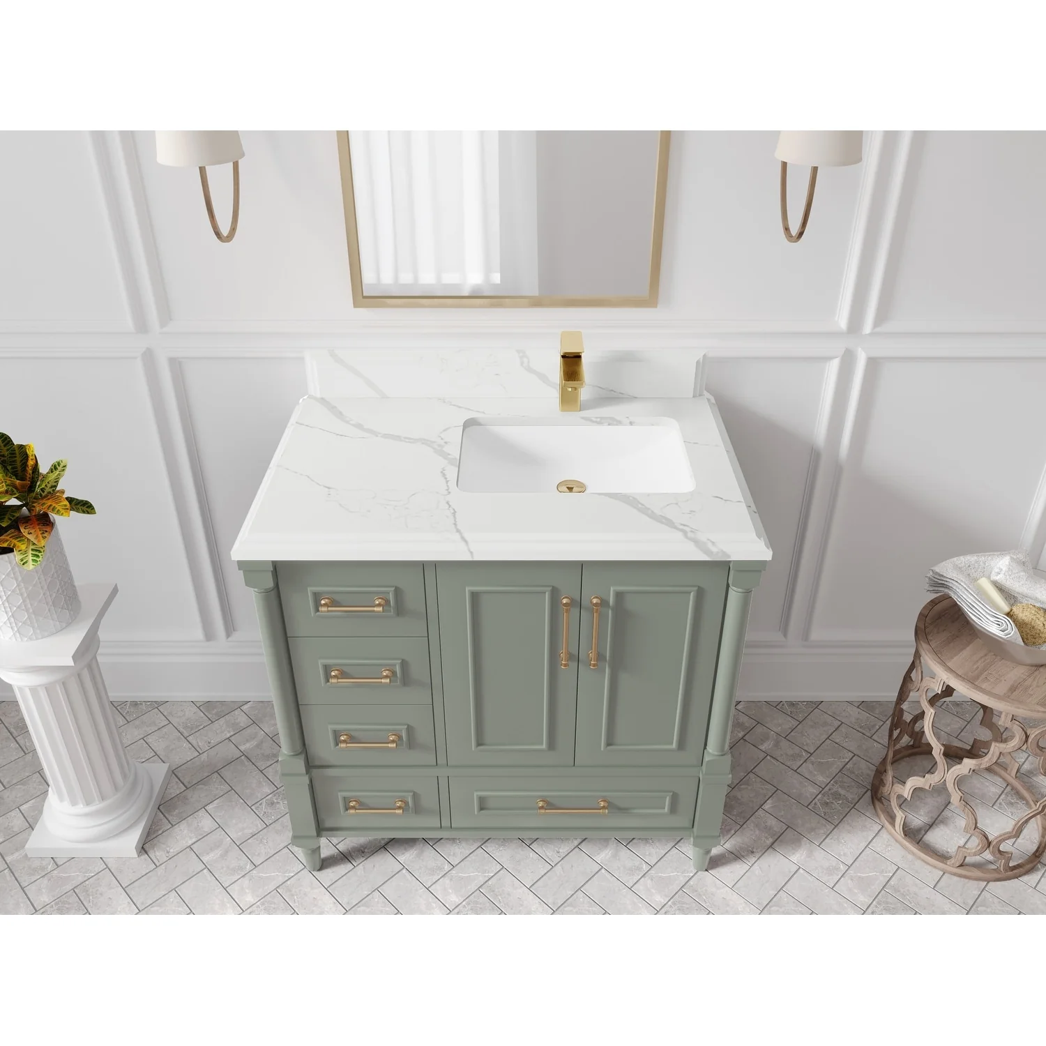 Willow Collections 36 in. W x 22 in. D Aberdeen Right Offset Sink Bathroom Vanity with Countertop
