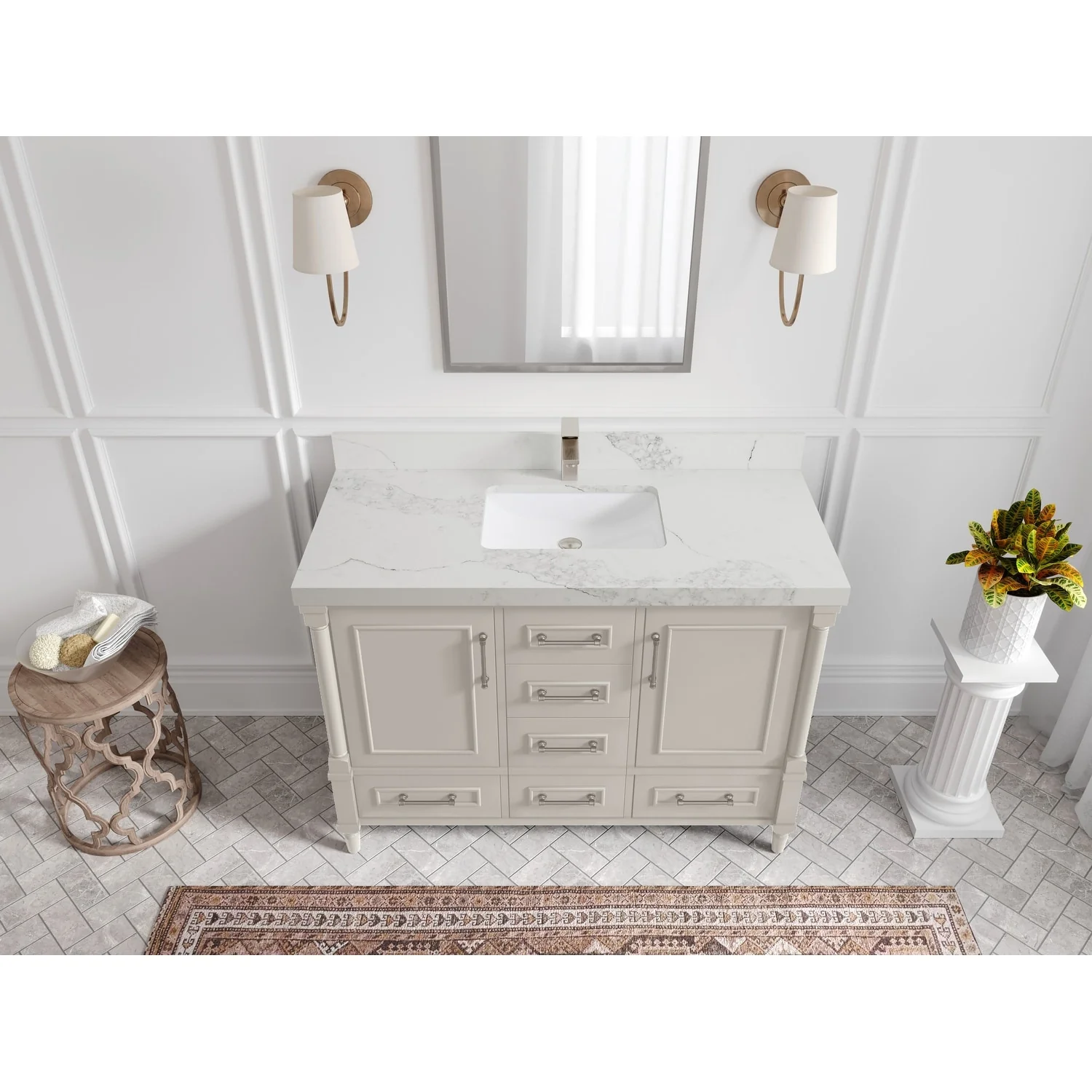 Willow Collections 48 in. W x 22 in. D Aberdeen Single Bowl Sink Bathroom Vanity with Countertop