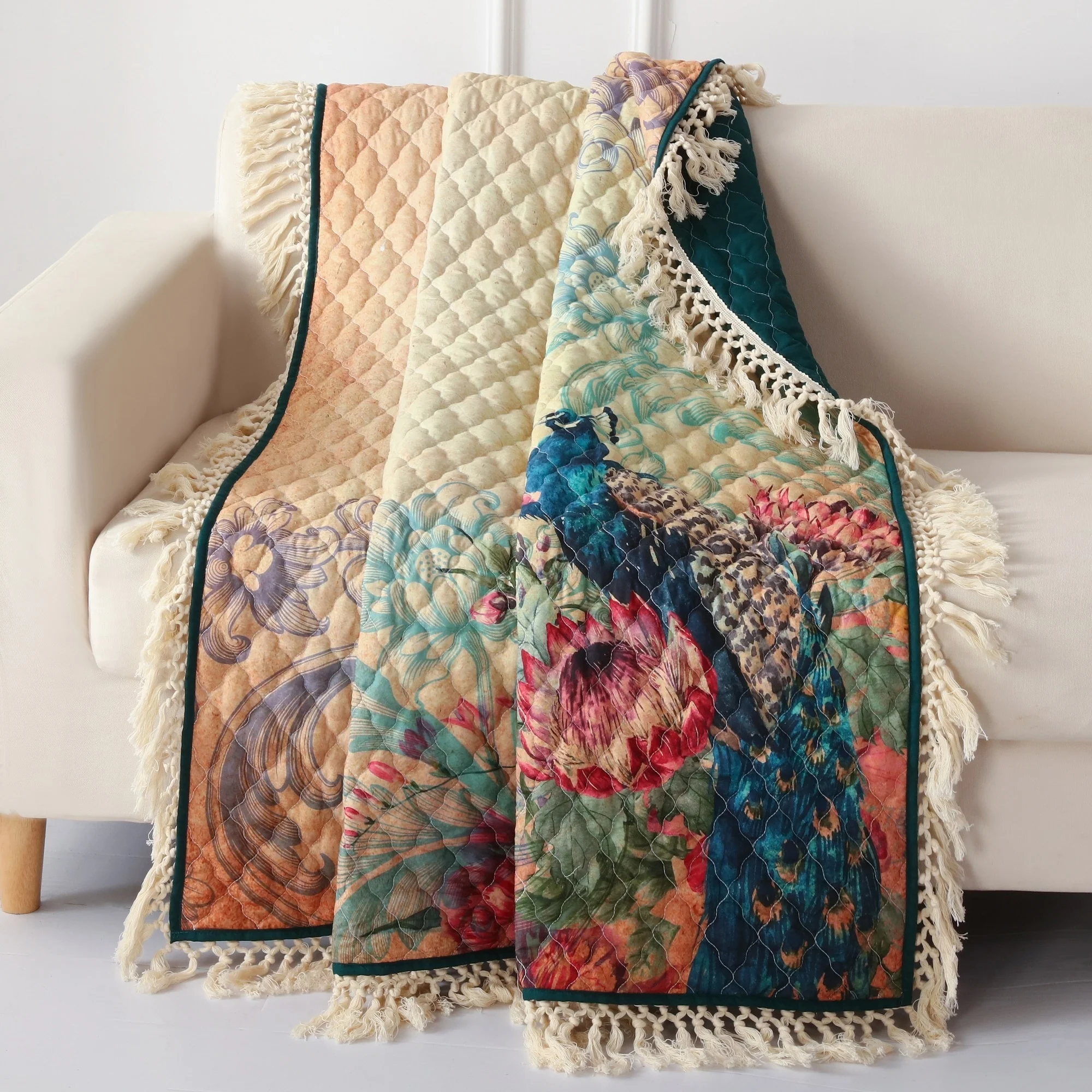Barefoot Bungalow Garden Peacock Throw Blanket and Home Decor Tapestry