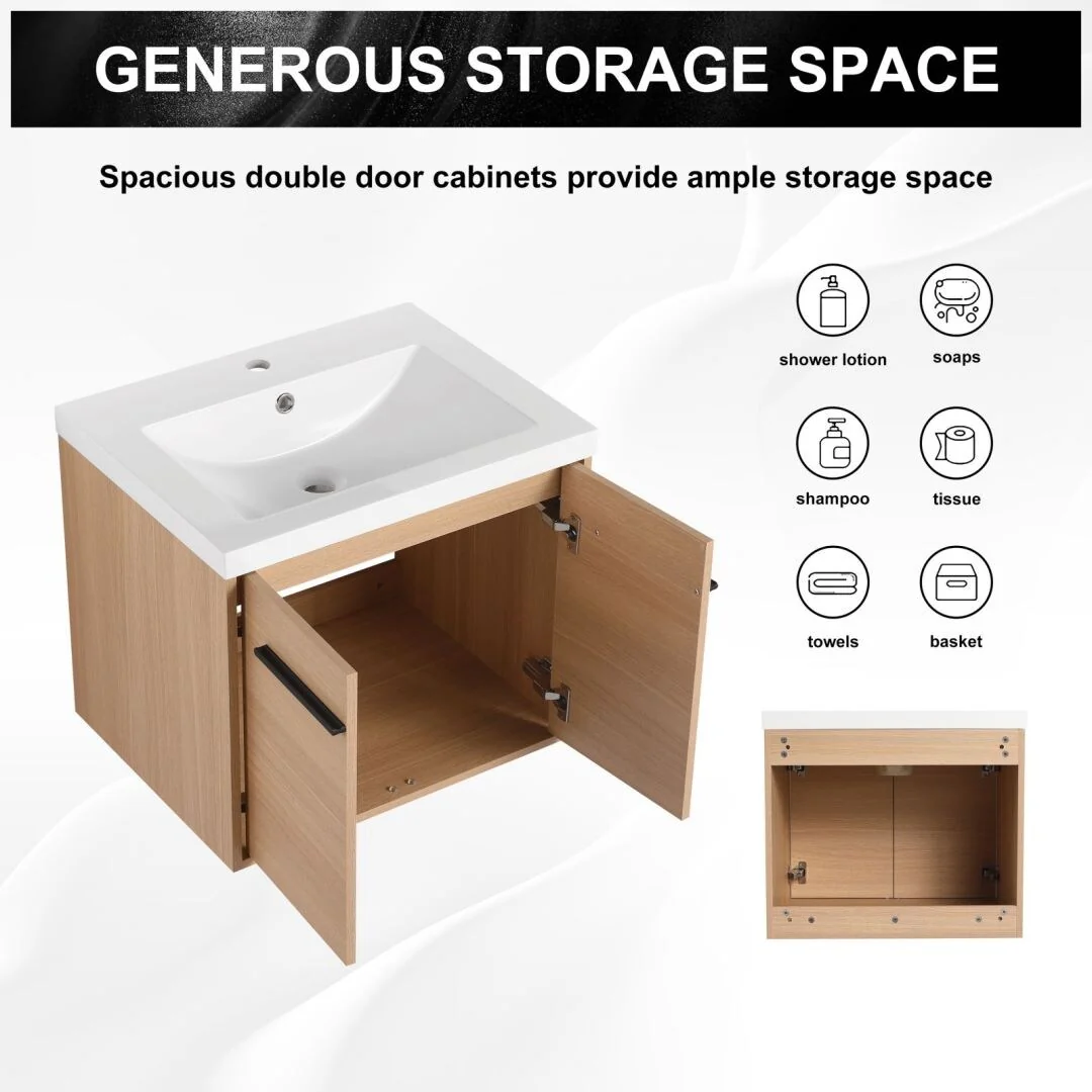 24-inch Bathroom Vanity with resin Countertop Sink 2 Doors Bathroom Cabinet Set