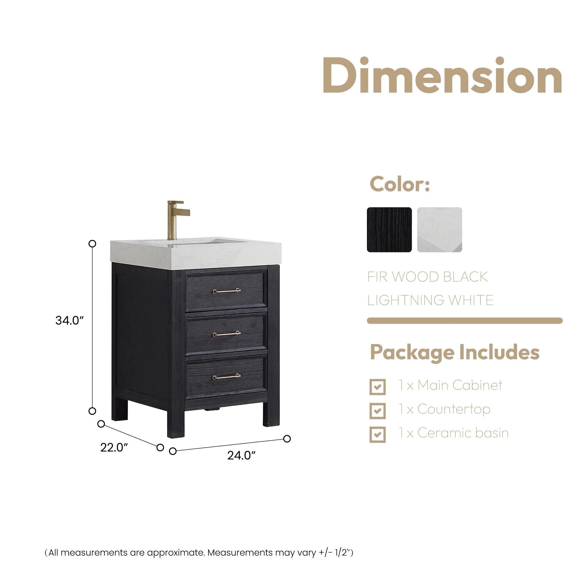 Leon 24 in. Single Bathroom Vanity with Composite Stone Top