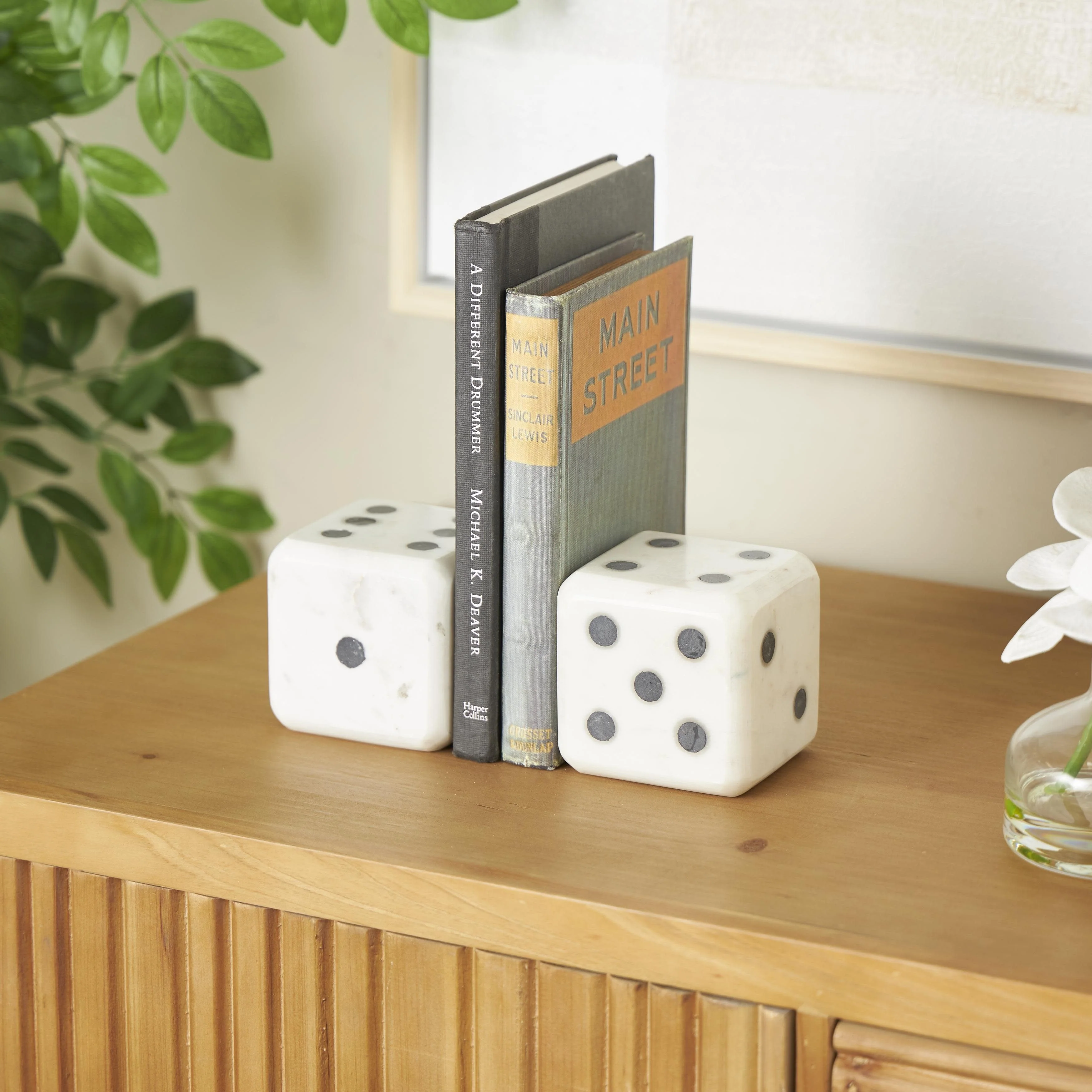 Marble Dice Decorative Bookends - Set of 2 Black, White or Green - Roche River Decor