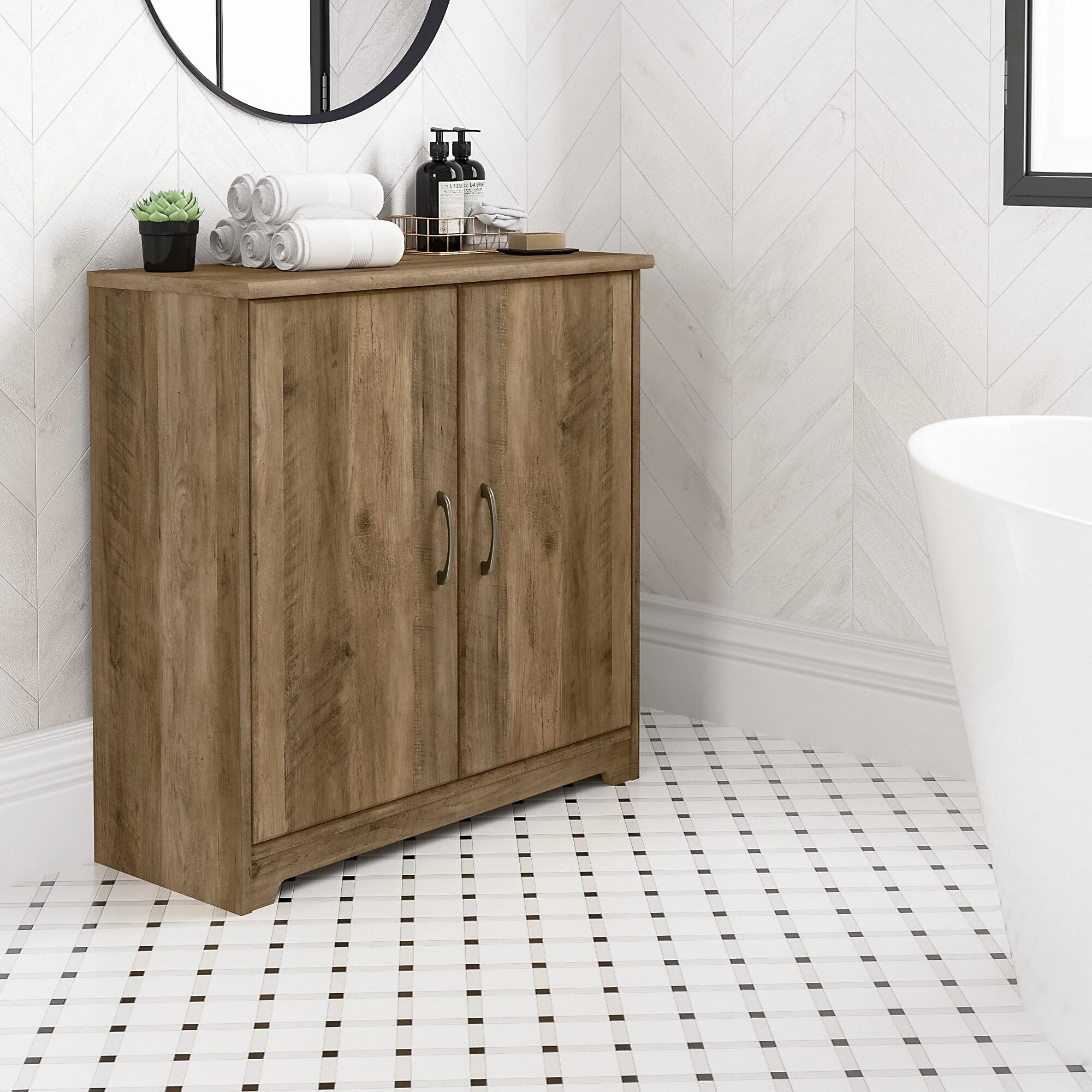 Cabot Small Bathroom Storage Cabinet with Doors by Bush Furniture