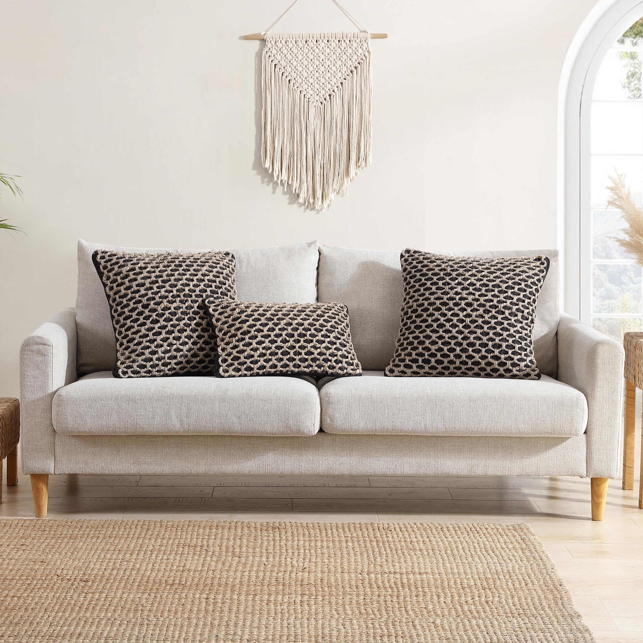 Boho Living Jada Braided Cotton/Jute Throw Pillow Covers