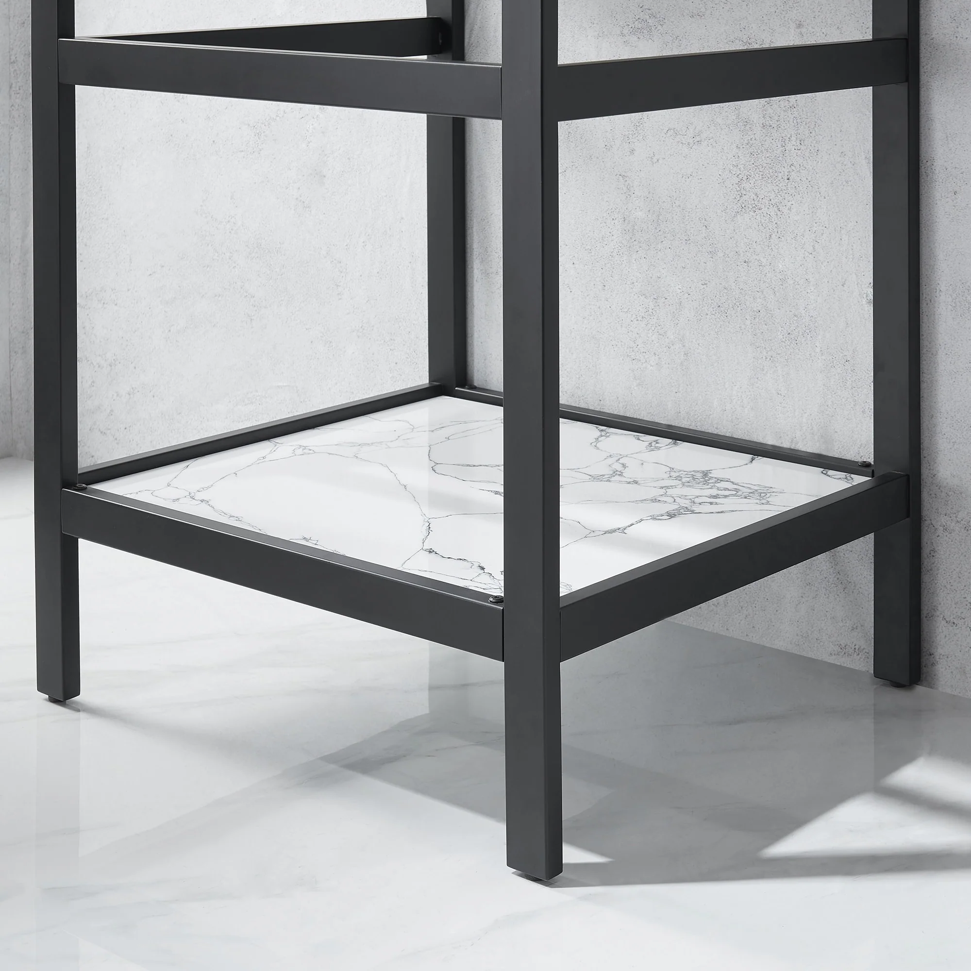 Ecija Bath Vanity, Metal Support with Composite Stone Top, no Mirror