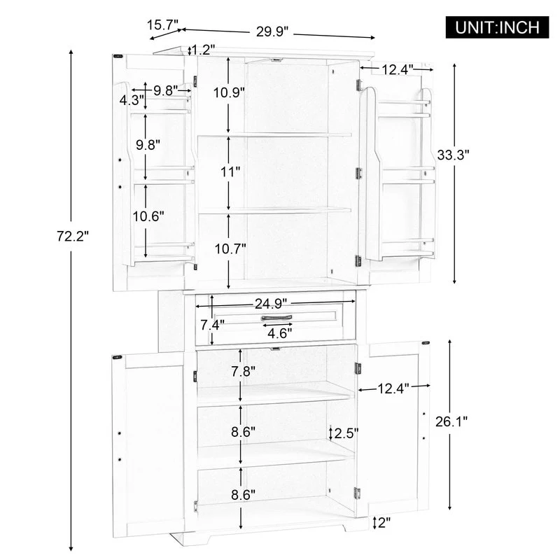 Bathroom Floor Cabinet, Freestanding Storage Cabinet with Doors and Drawer, Kitchen Cupboard with Adjustable Shelf